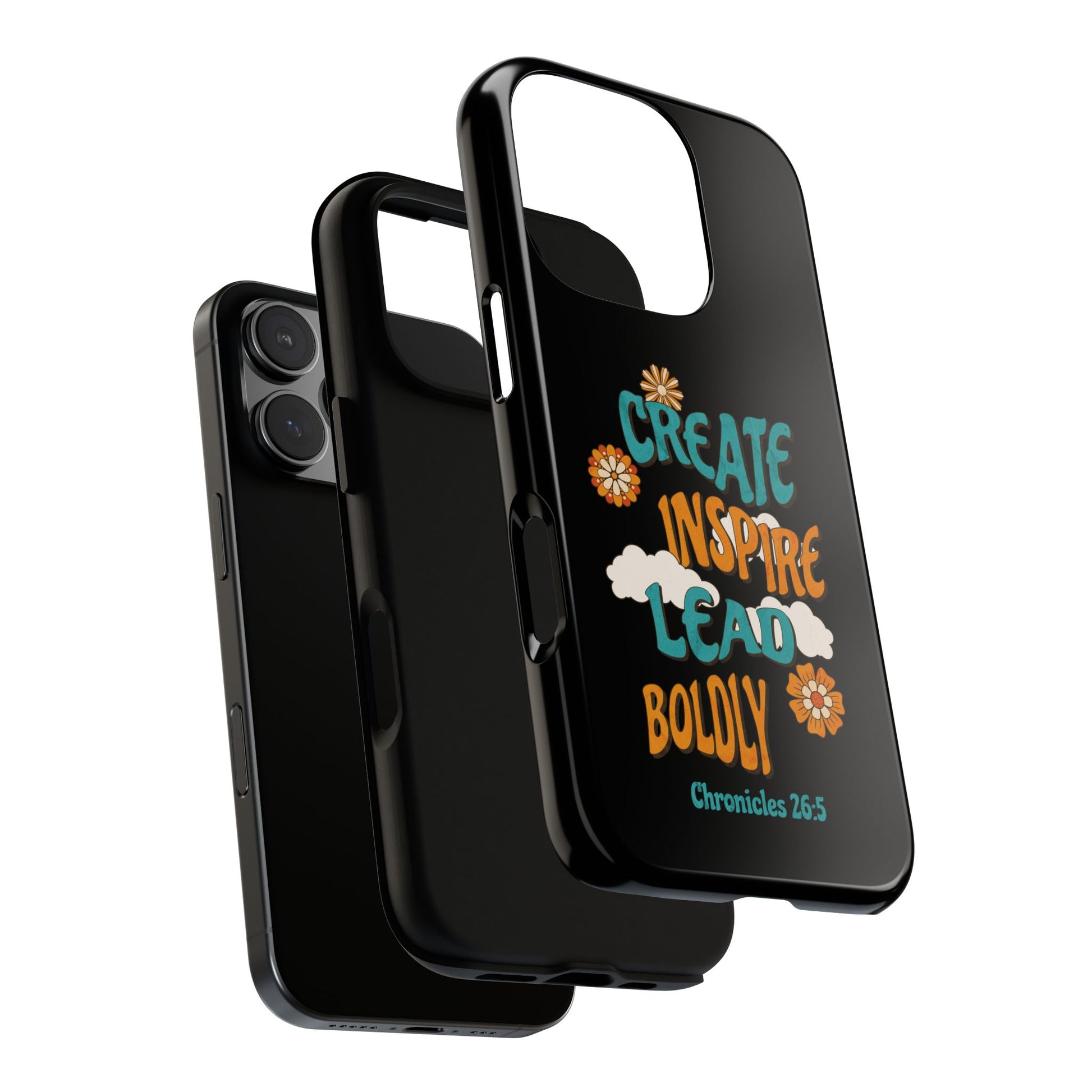 Bold Inspirational Phone Case, Create Inspire Lead Case, Gift for Creatives, Motivational Accessory, Flower Design, Custom Phone Cover