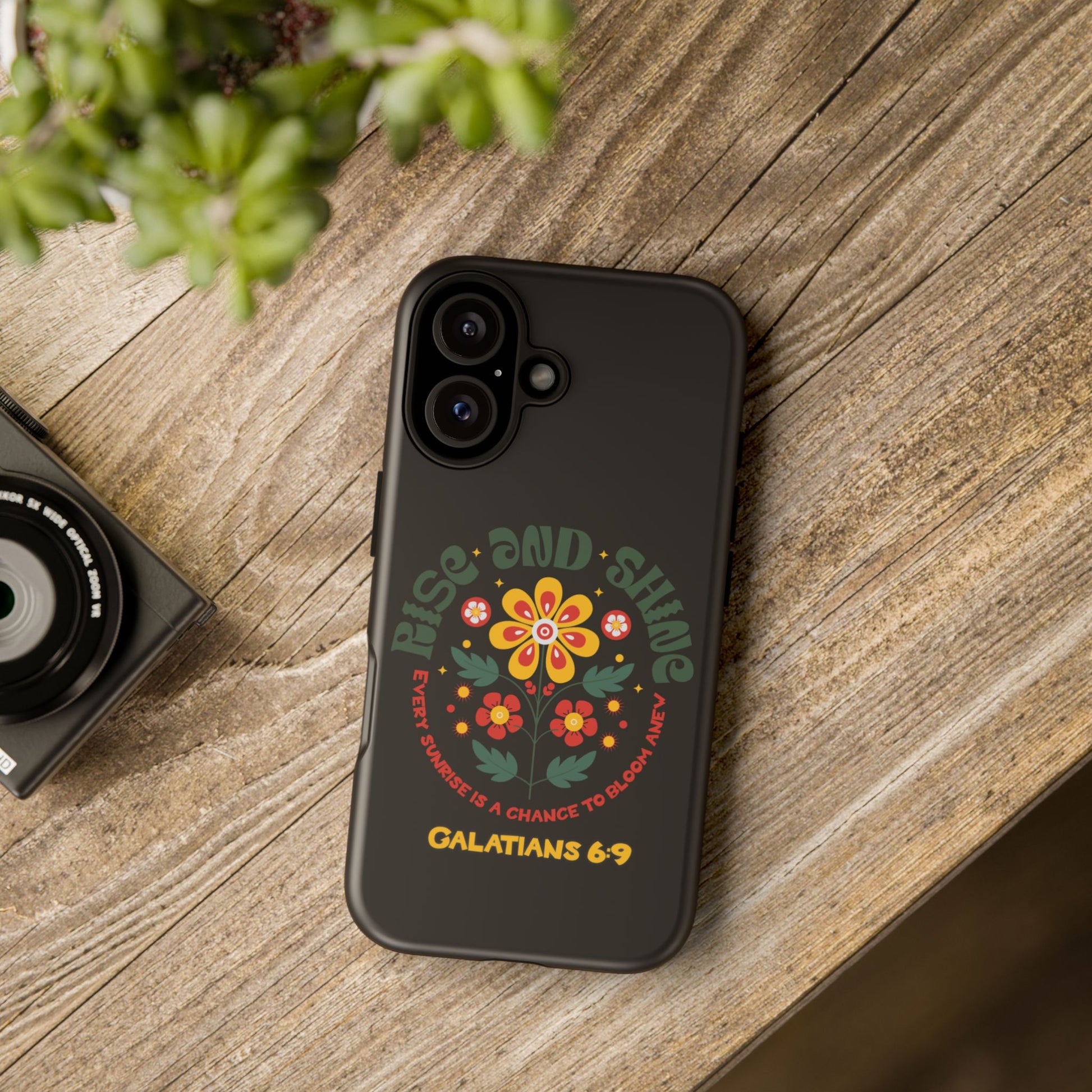 Floral "Rise and Shine" Galatians 6:9 Phone Case – Motivational Christian Gift