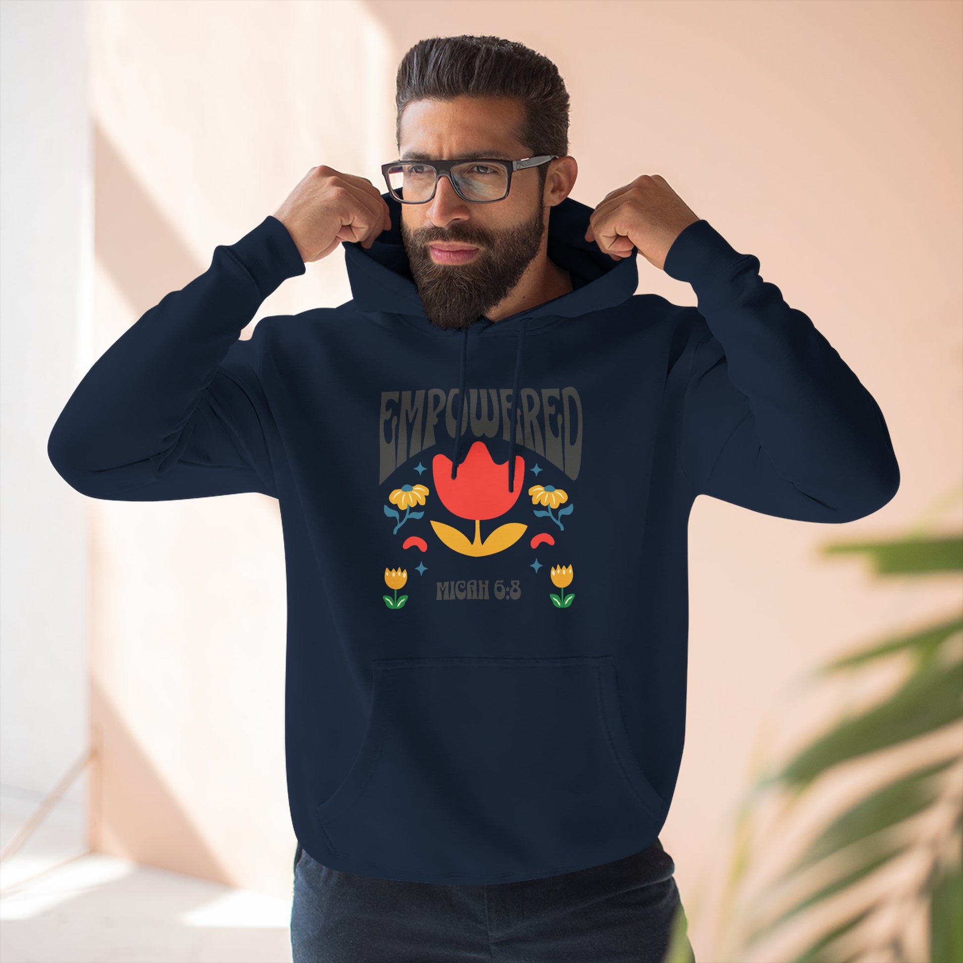 Empowered Flower Graphic Hoodie, Inspirational Fleece Sweatshirt for Women, Cozy Gift for Mother's Day, Self-Care Apparel, Positive Vibes