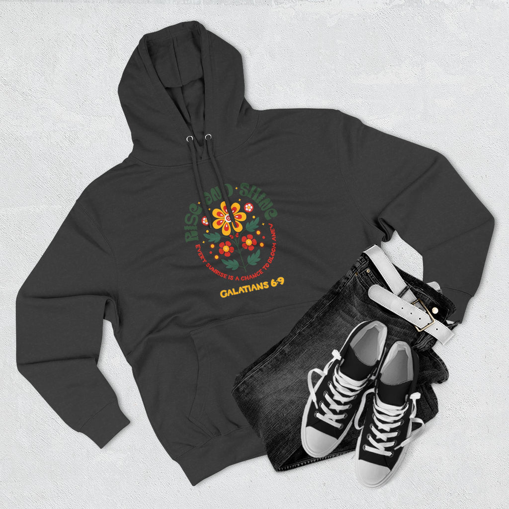 Floral Rise and Shine Hoodie, Cozy Fleece Sweatshirt, Boho Casual Wear, Spring Outfit, Gift for Nature Lovers, Trendy Hooded Sweatshirt