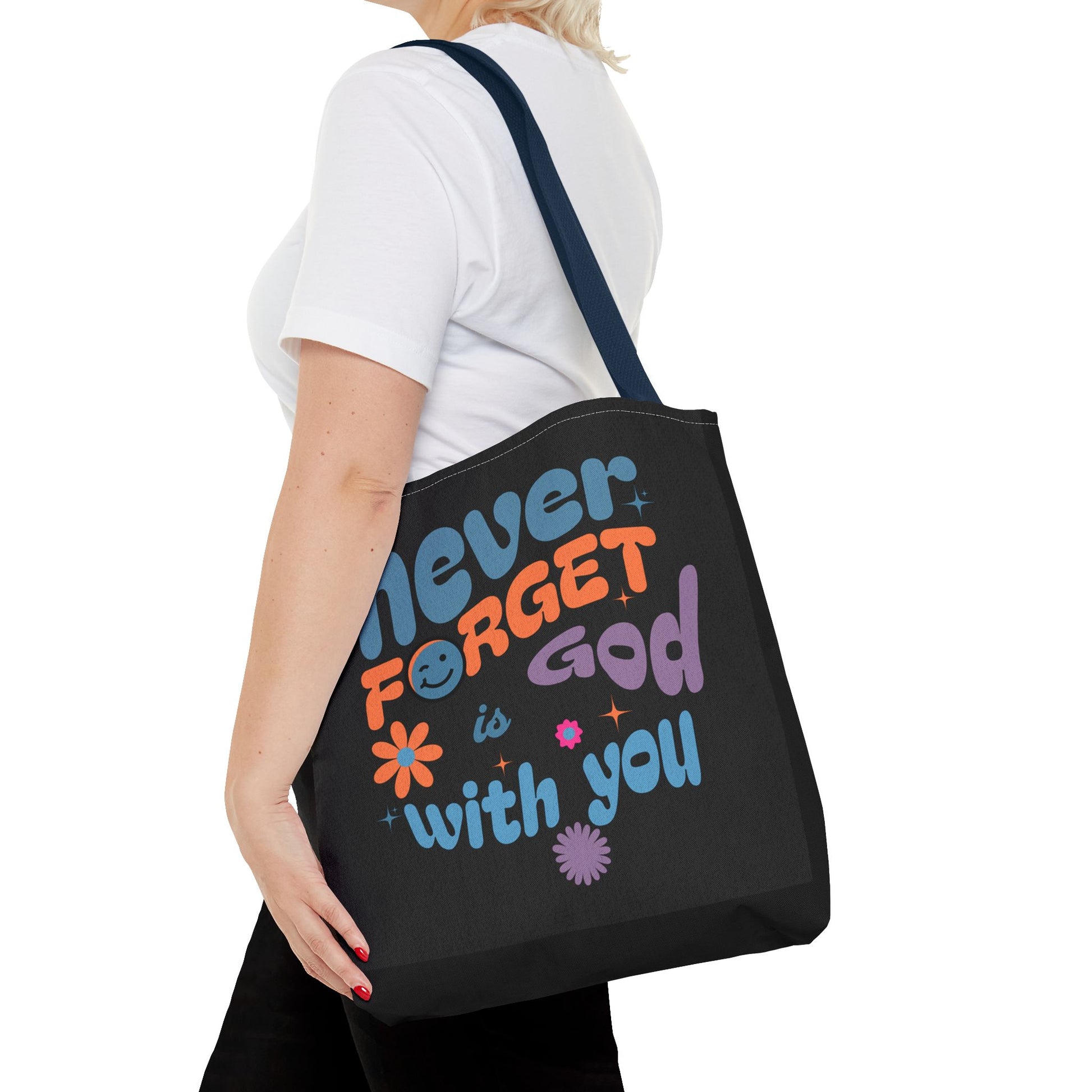 Inspirational Tote Bag - "Never Forget God is with You" - Motivational Gift, Faith-Based, Everyday Use, Shopping Bag, Church Bag, [...]