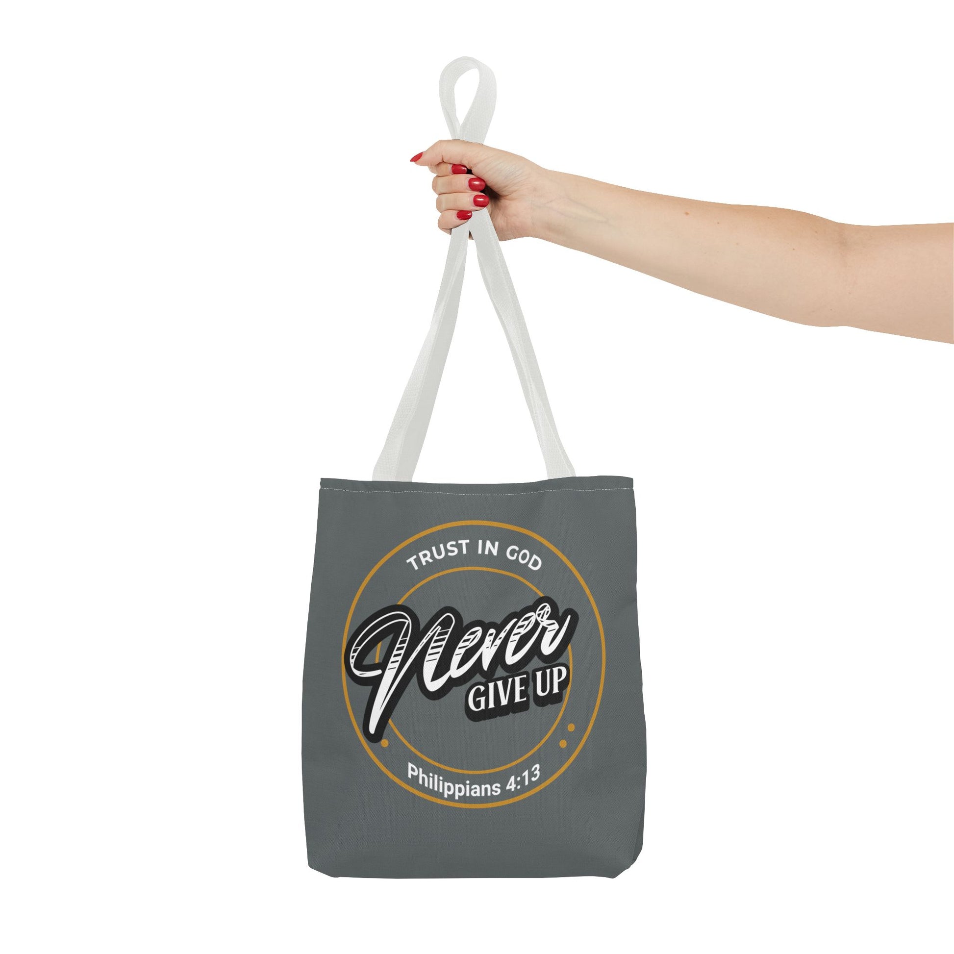Inspirational Tote Bag, Trust in God, Never Give Up, Bible Verse Bag, Motivational Purse, Christian Gift, Philippians 4:13