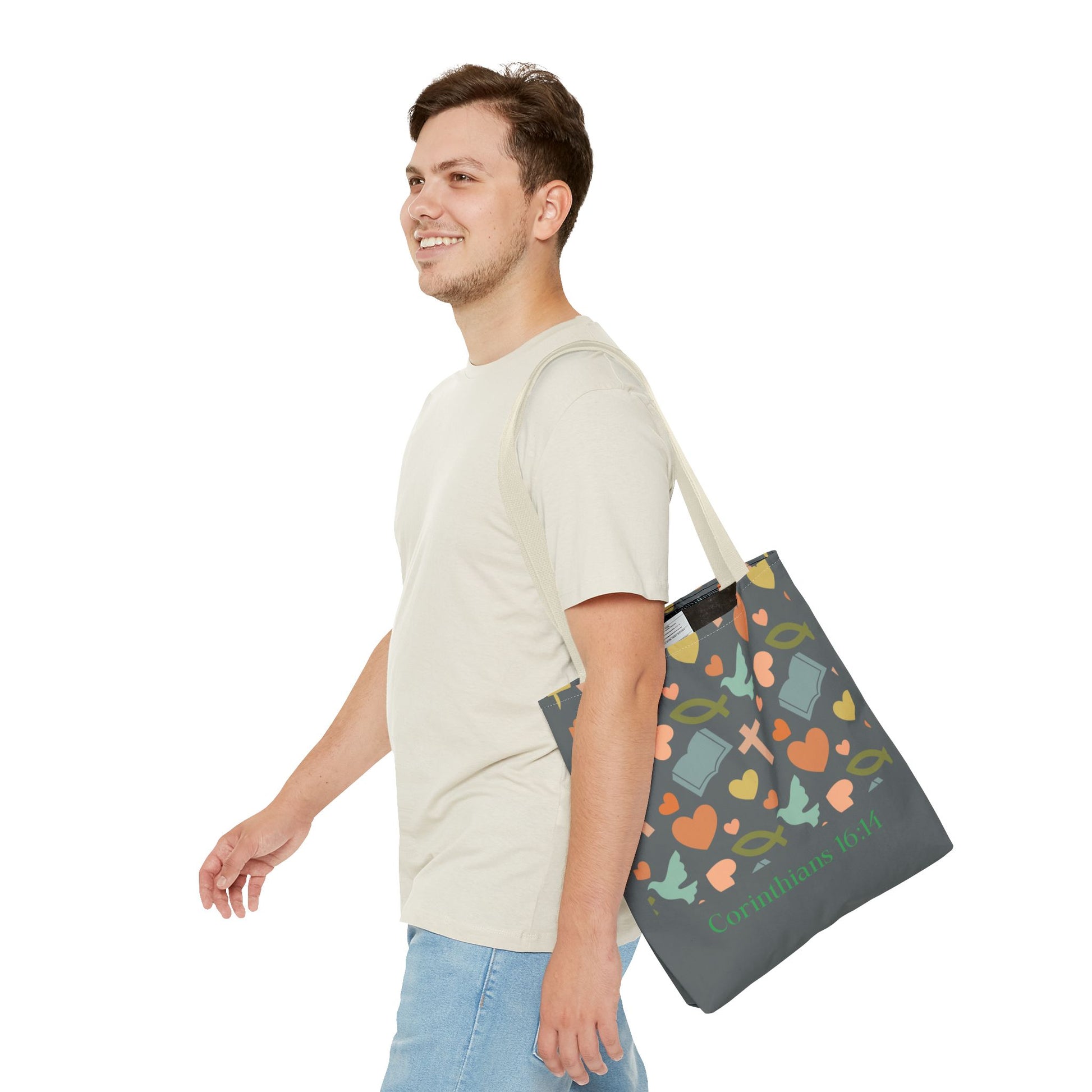Inspirational Tote Bag - Faith, Love, Hope, Gift for Her, Spiritual Accessories, Bible Verse Tote
