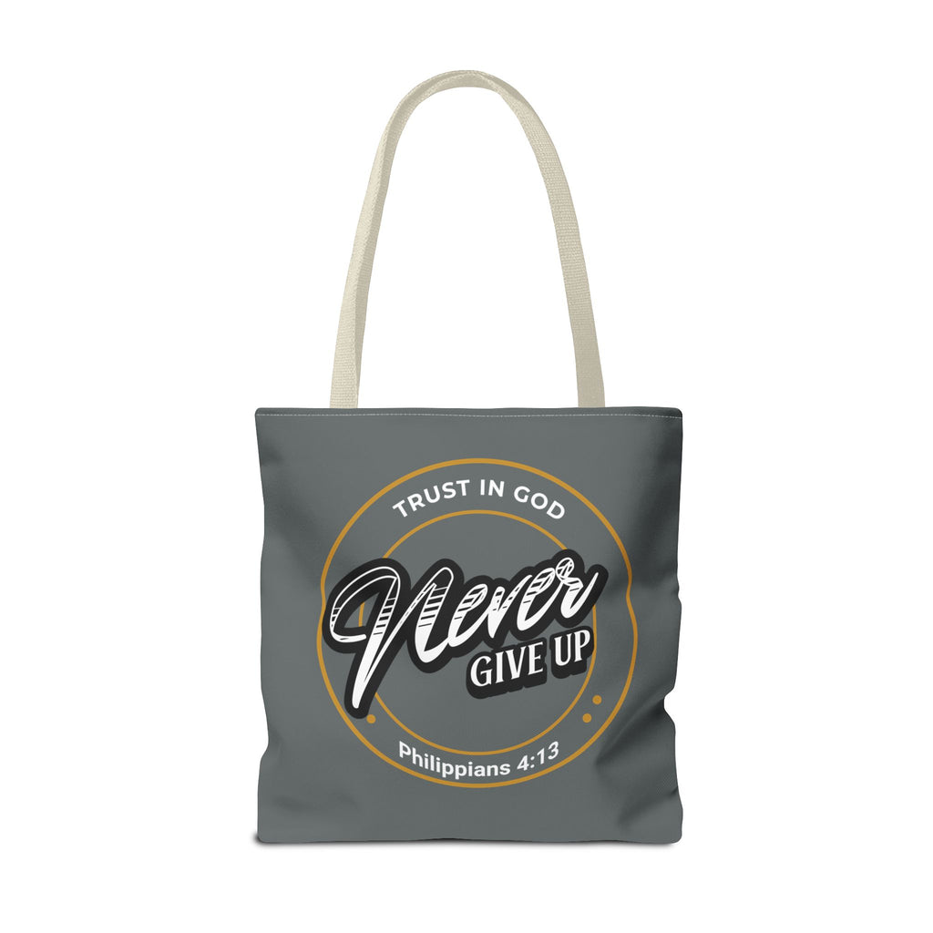 Inspirational Tote Bag, Trust in God, Never Give Up, Bible Verse Bag, Motivational Purse, Christian Gift, Philippians 4:13