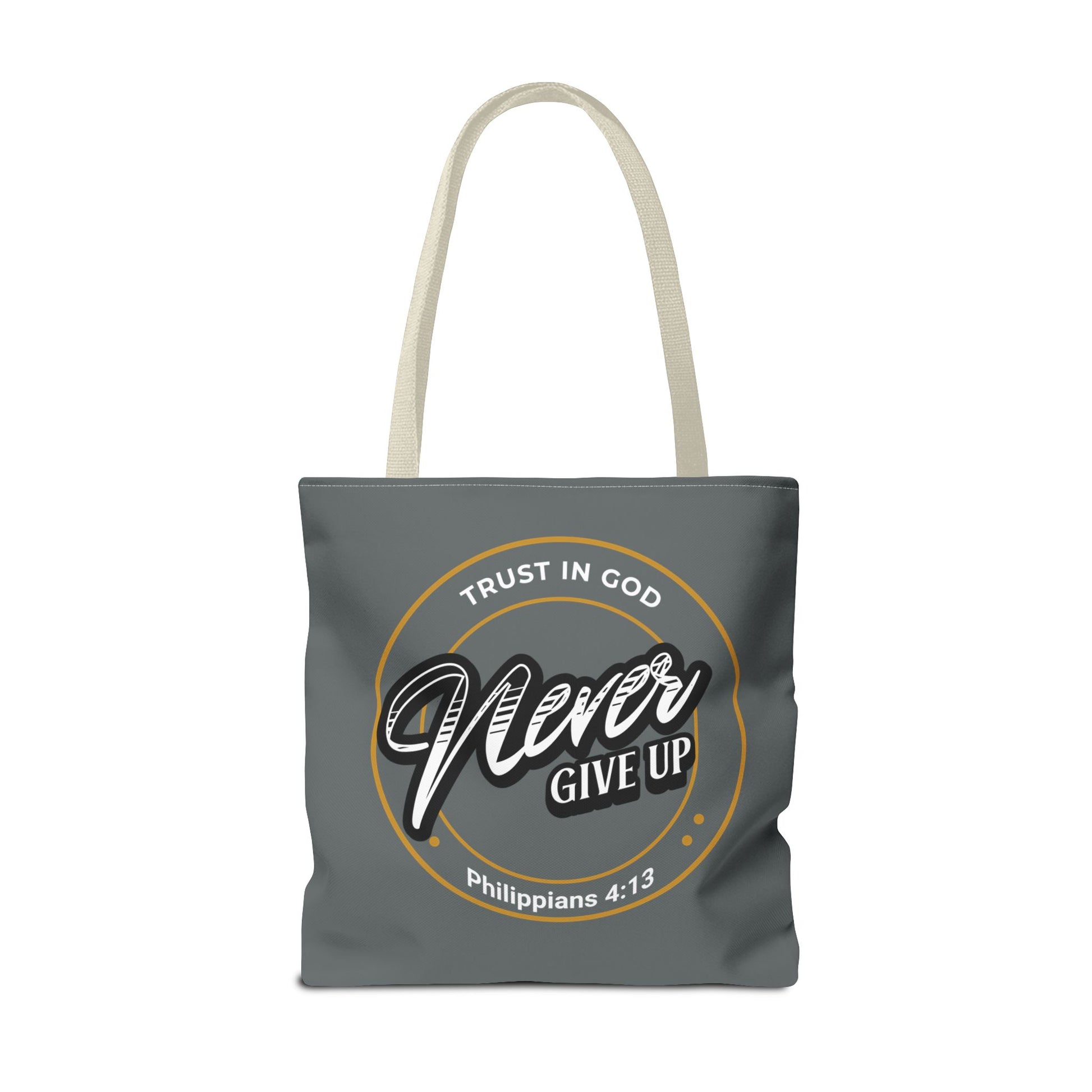 Inspirational Tote Bag, Trust in God, Never Give Up, Bible Verse Bag, Motivational Purse, Christian Gift, Philippians 4:13