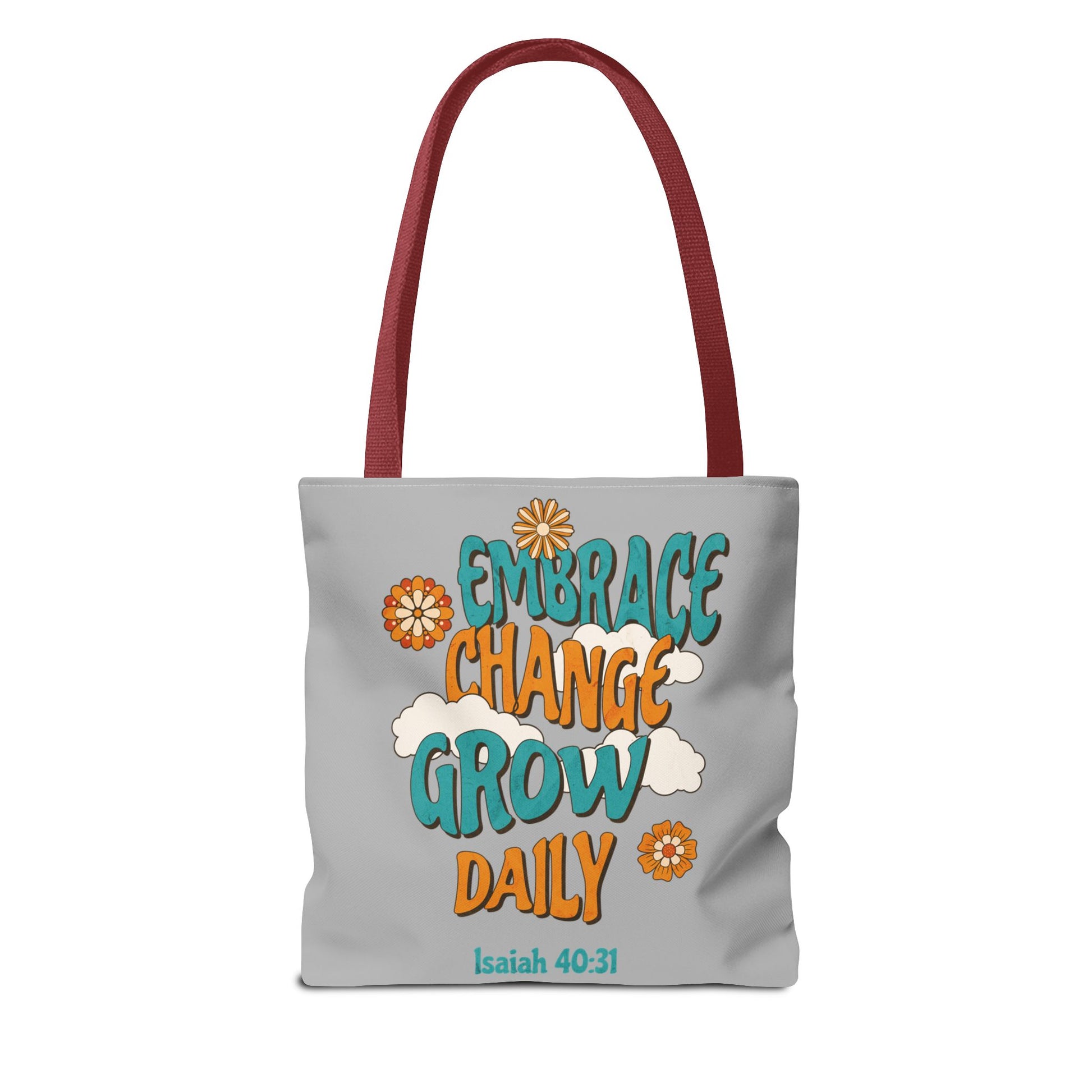 Inspirational Tote Bag, Motivational Bag, Embrace Change Gift, Daily Growth Tote, Christian Quotes Accessory