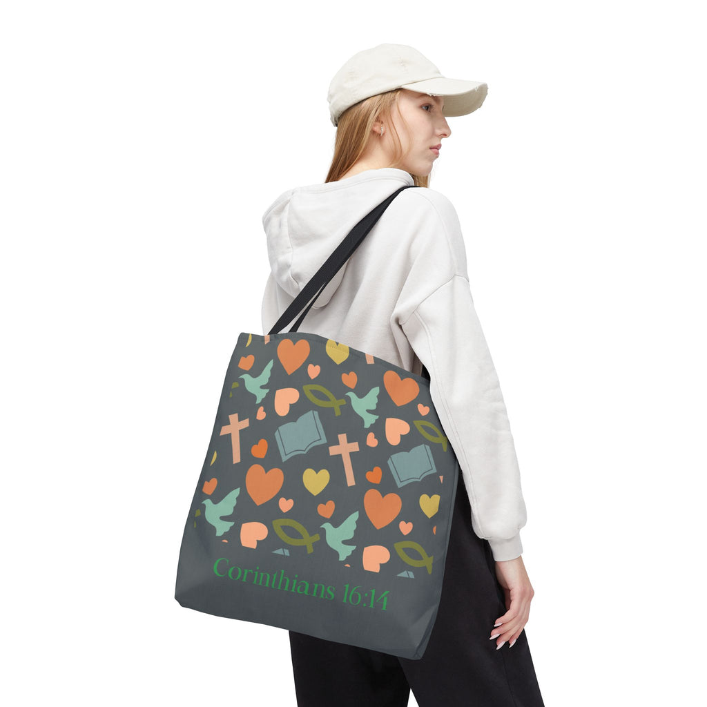 Inspirational Tote Bag - Faith, Love, Hope, Gift for Her, Spiritual Accessories, Bible Verse Tote