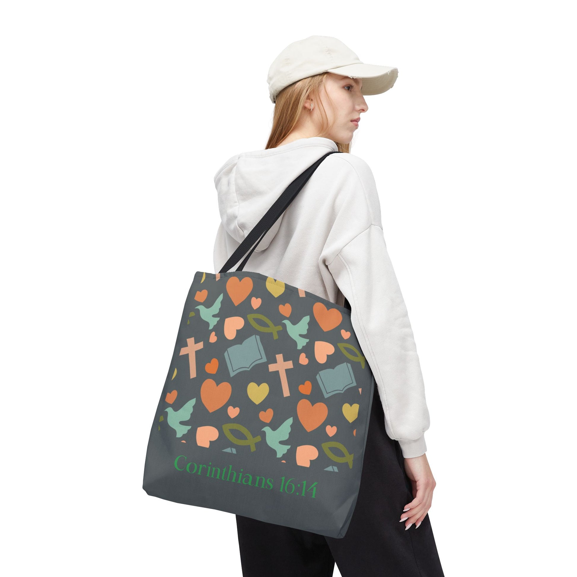 Inspirational Tote Bag - Faith, Love, Hope, Gift for Her, Spiritual Accessories, Bible Verse Tote