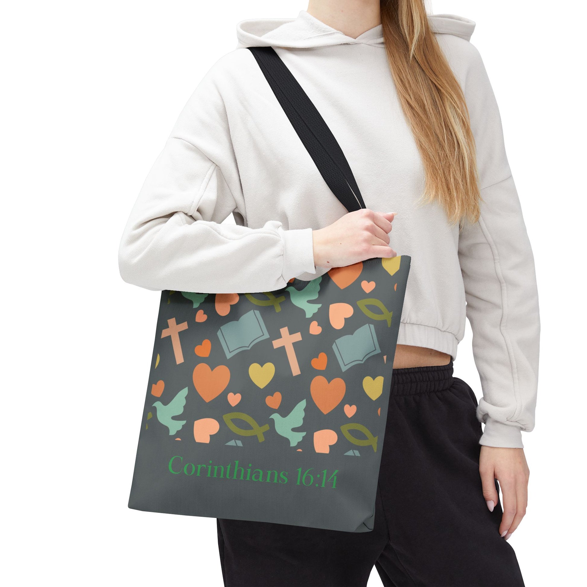 Inspirational Tote Bag - Faith, Love, Hope, Gift for Her, Spiritual Accessories, Bible Verse Tote