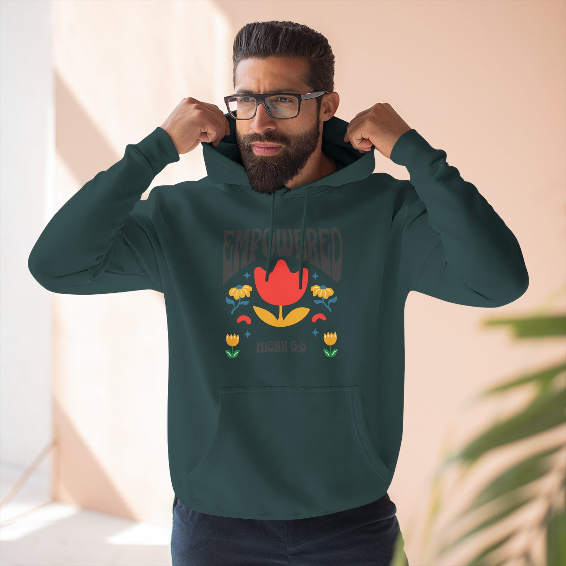 Empowered Flower Graphic Hoodie, Inspirational Fleece Sweatshirt for Women, Cozy Gift for Mother's Day, Self-Care Apparel, Positive Vibes
