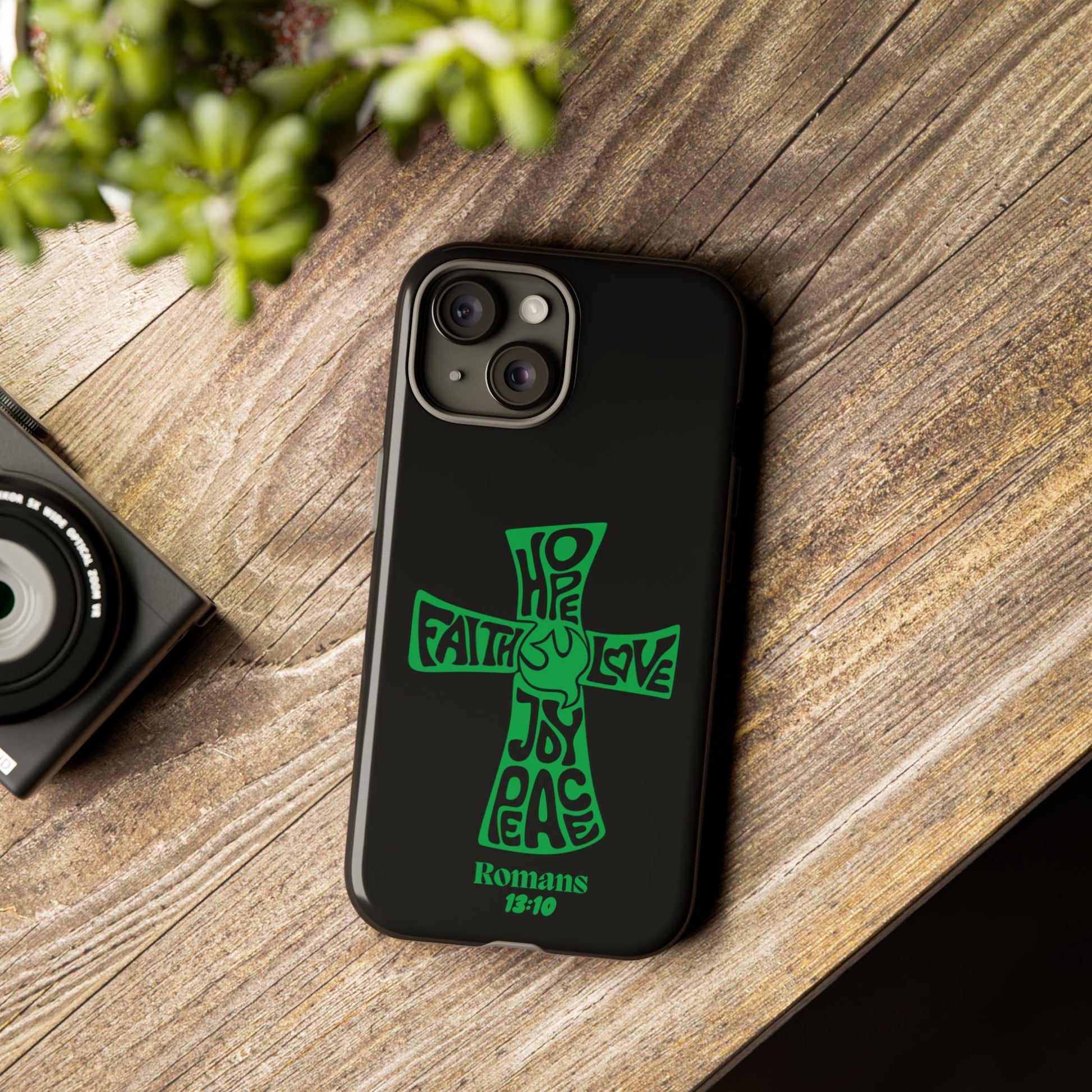 ⭐ Green Cross Design Phone Case – Faith & Renewal