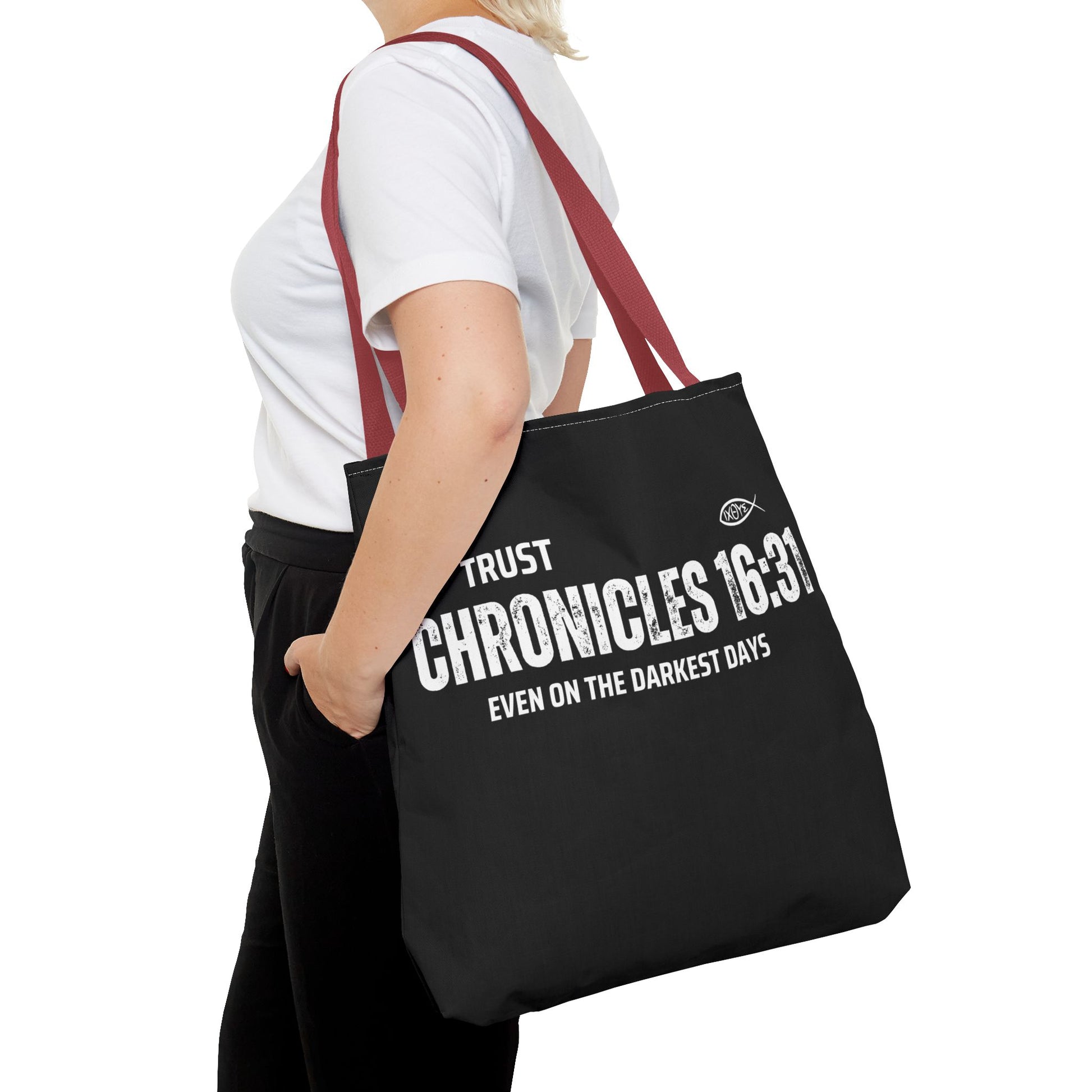 Inspirational Tote Bag - Trust Chronicles 16:31, Faith-themed Gift, Bible Verse Tote, Motivational Shopping Bag, Christian Message Accessory