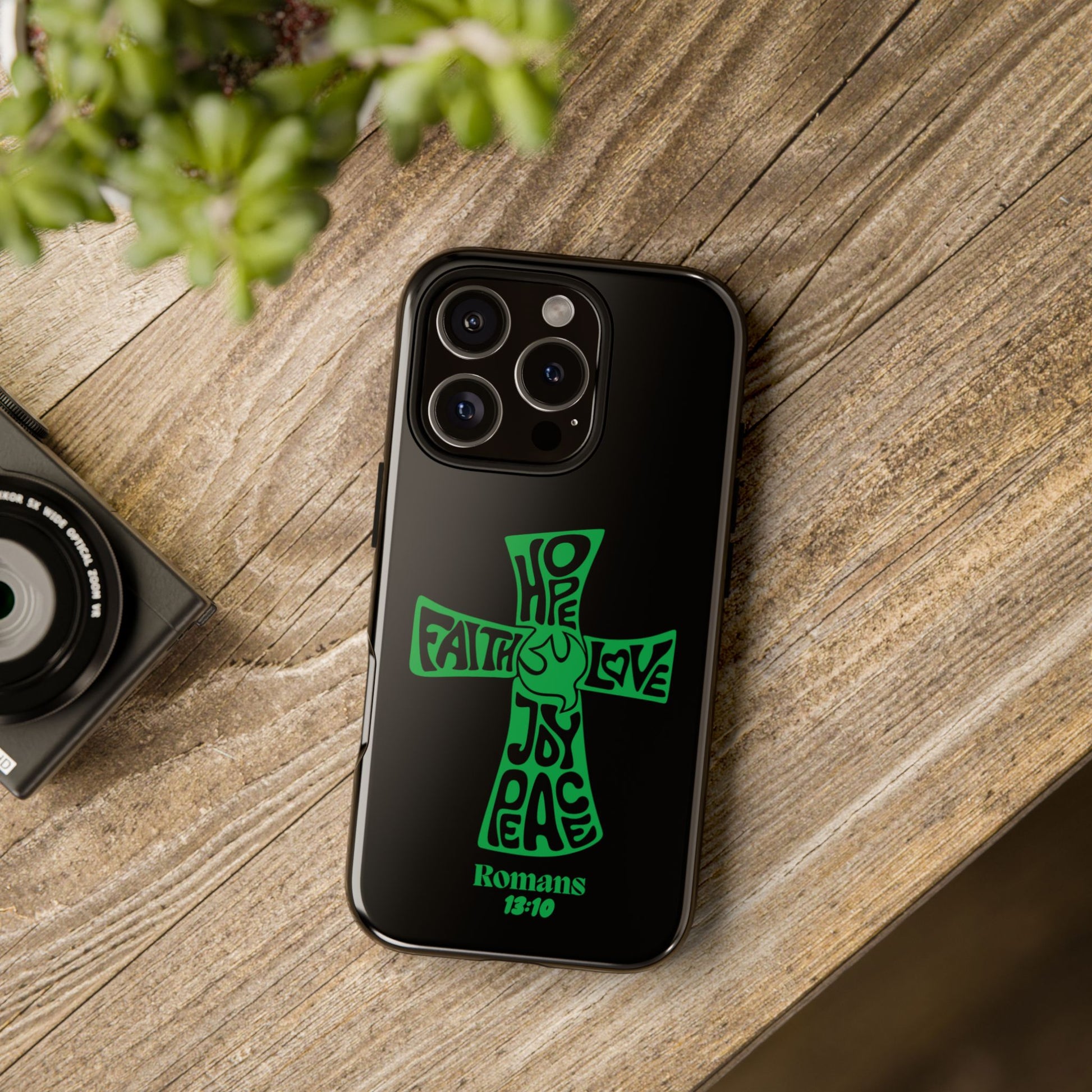⭐ Green Cross Design Phone Case – Faith & Renewal