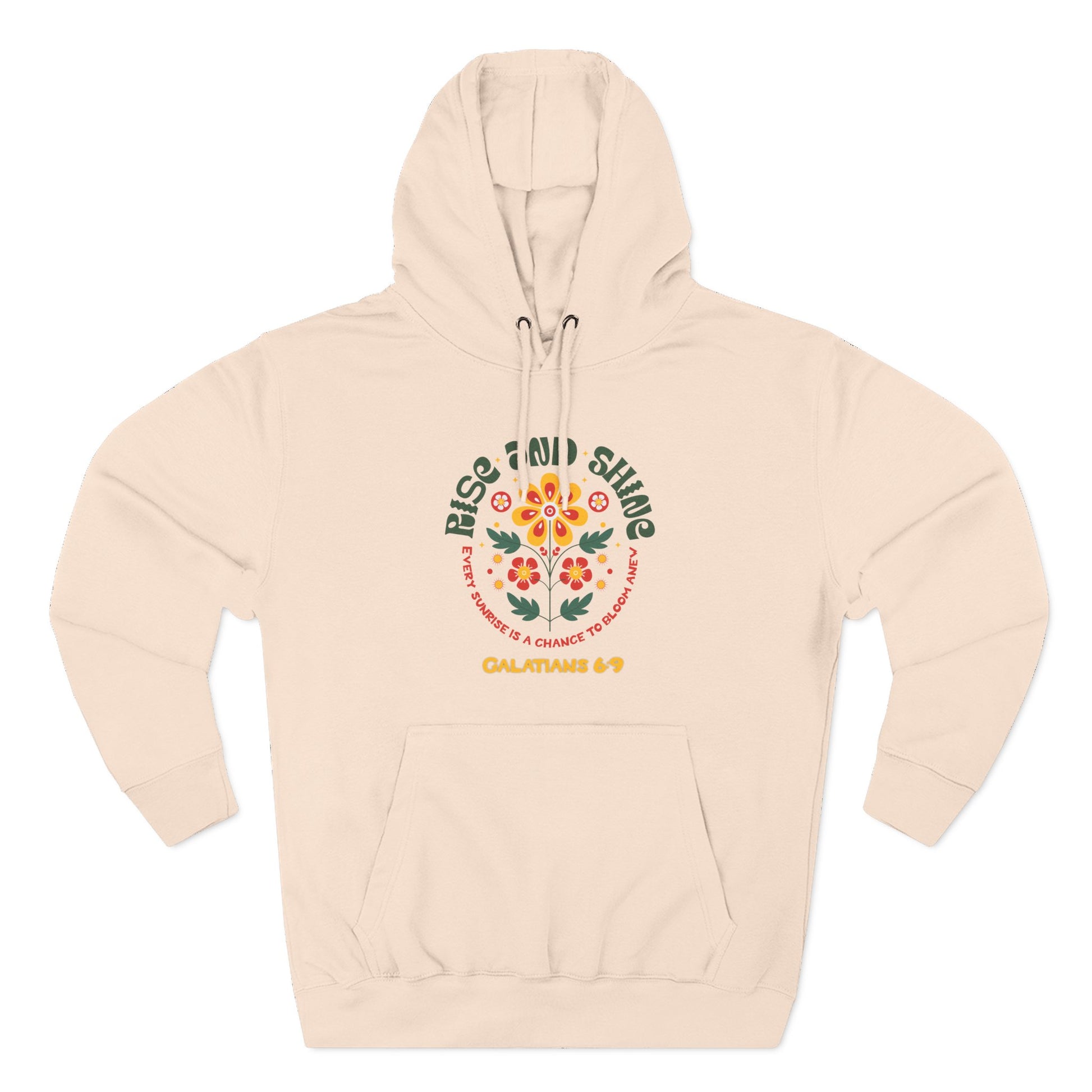 Floral Rise and Shine Hoodie, Cozy Fleece Sweatshirt, Boho Casual Wear, Spring Outfit, Gift for Nature Lovers, Trendy Hooded Sweatshirt