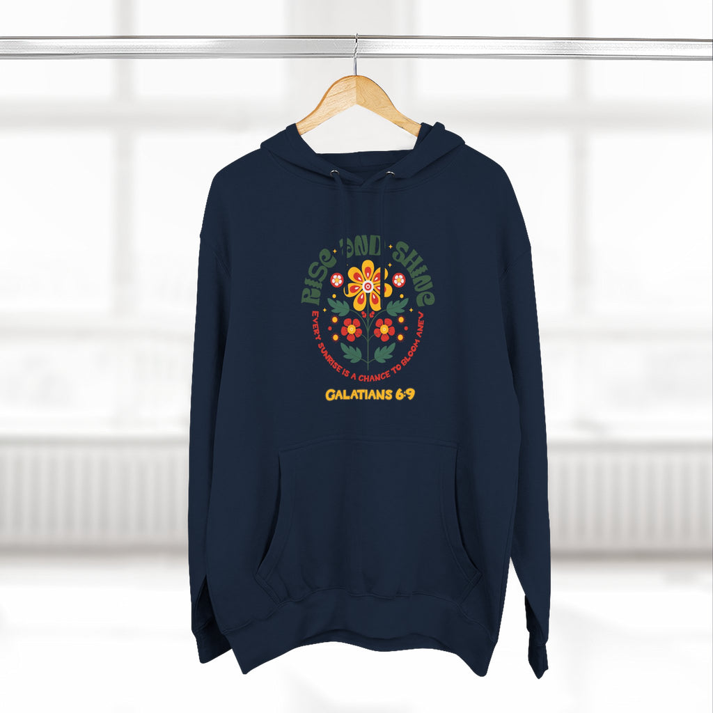 Floral Rise and Shine Hoodie, Cozy Fleece Sweatshirt, Boho Casual Wear, Spring Outfit, Gift for Nature Lovers, Trendy Hooded Sweatshirt