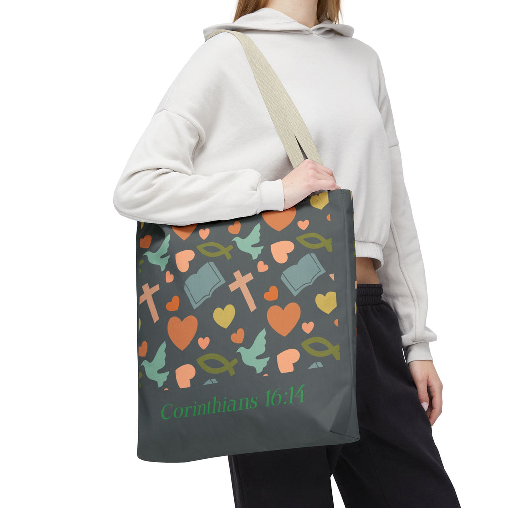 Inspirational Tote Bag - Faith, Love, Hope, Gift for Her, Spiritual Accessories, Bible Verse Tote