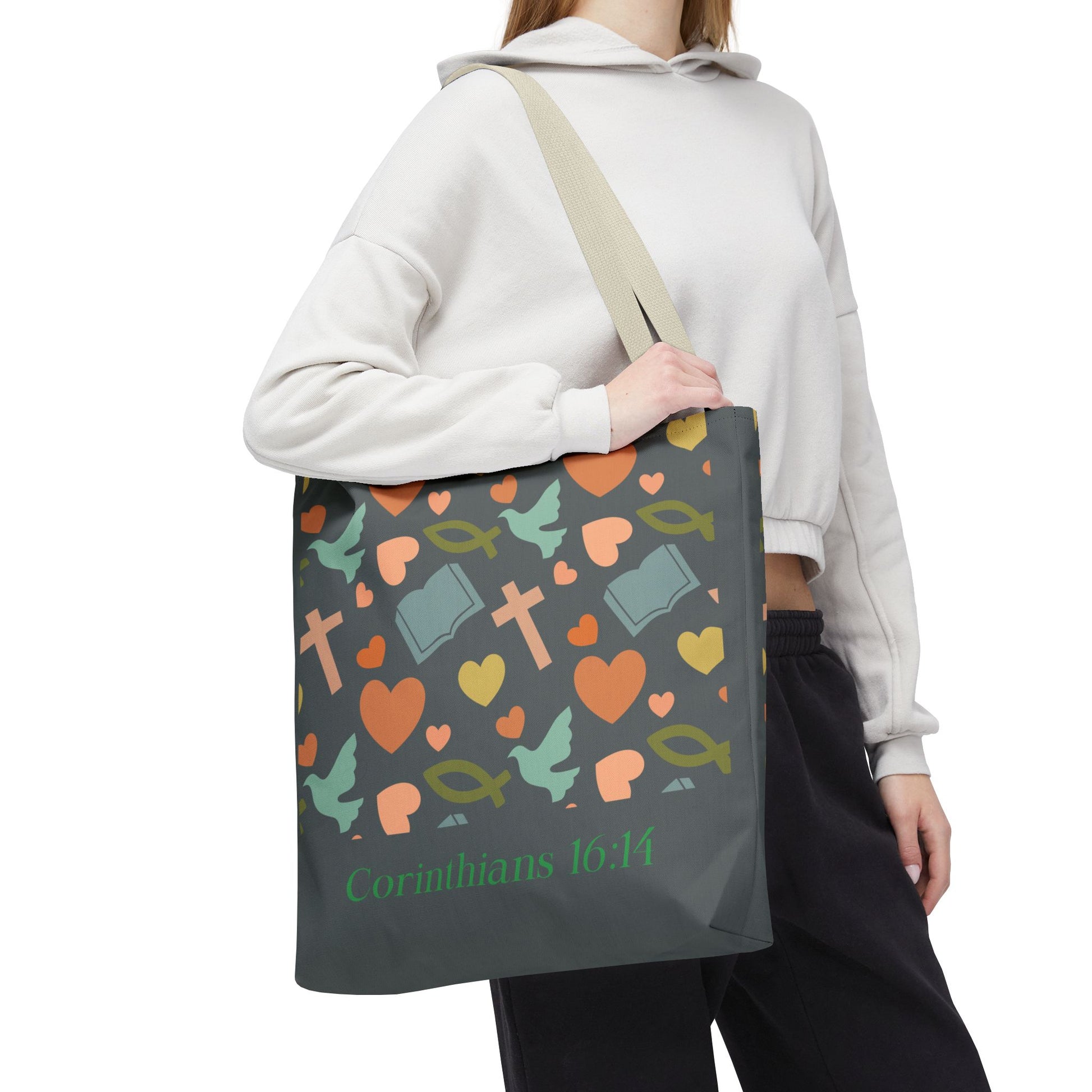 Inspirational Tote Bag - Faith, Love, Hope, Gift for Her, Spiritual Accessories, Bible Verse Tote