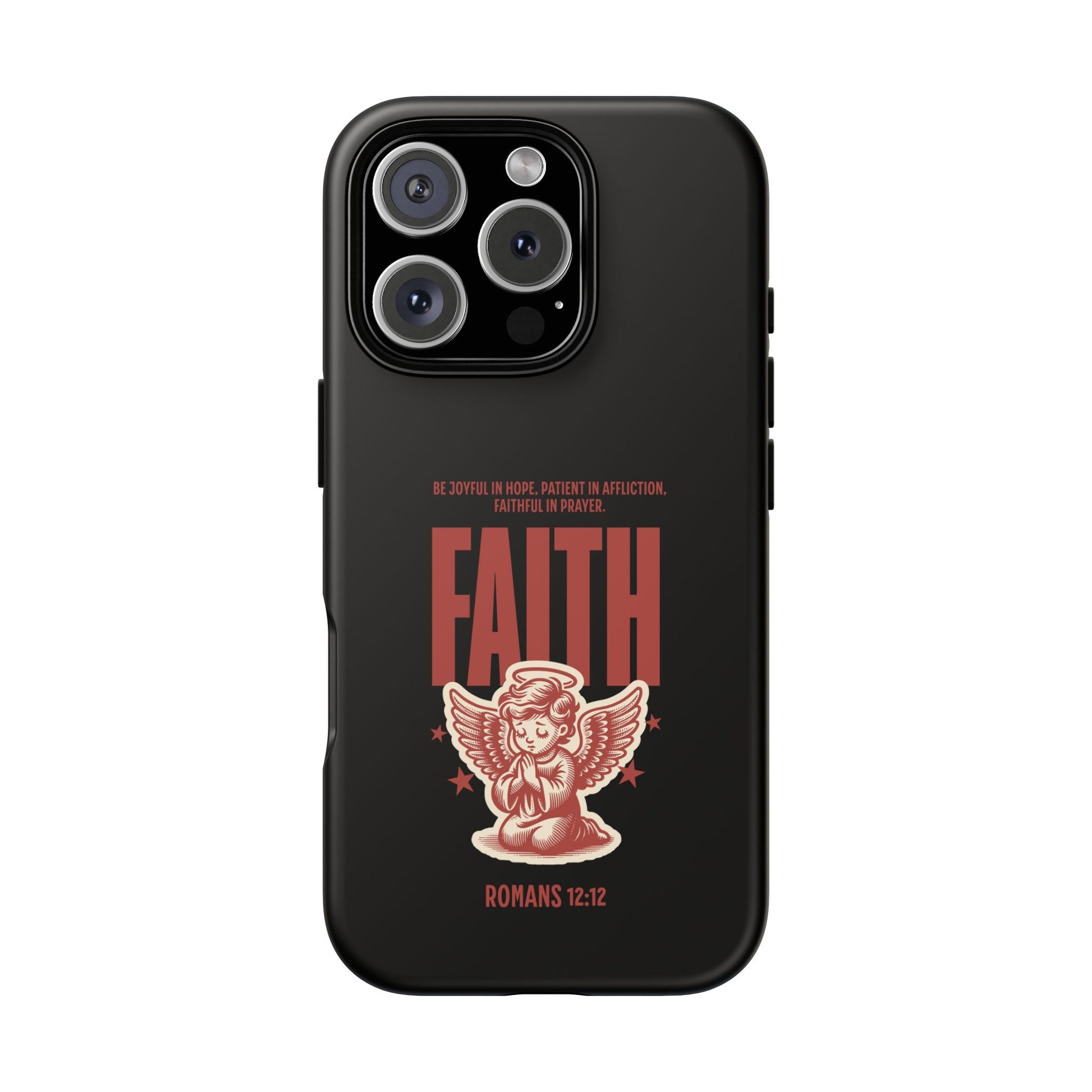 Faith-Inspired Tough Phone Case, Angel Phone Cover, Inspirational Mobile Protector, Christian Gift, Romans 12:12 Decor