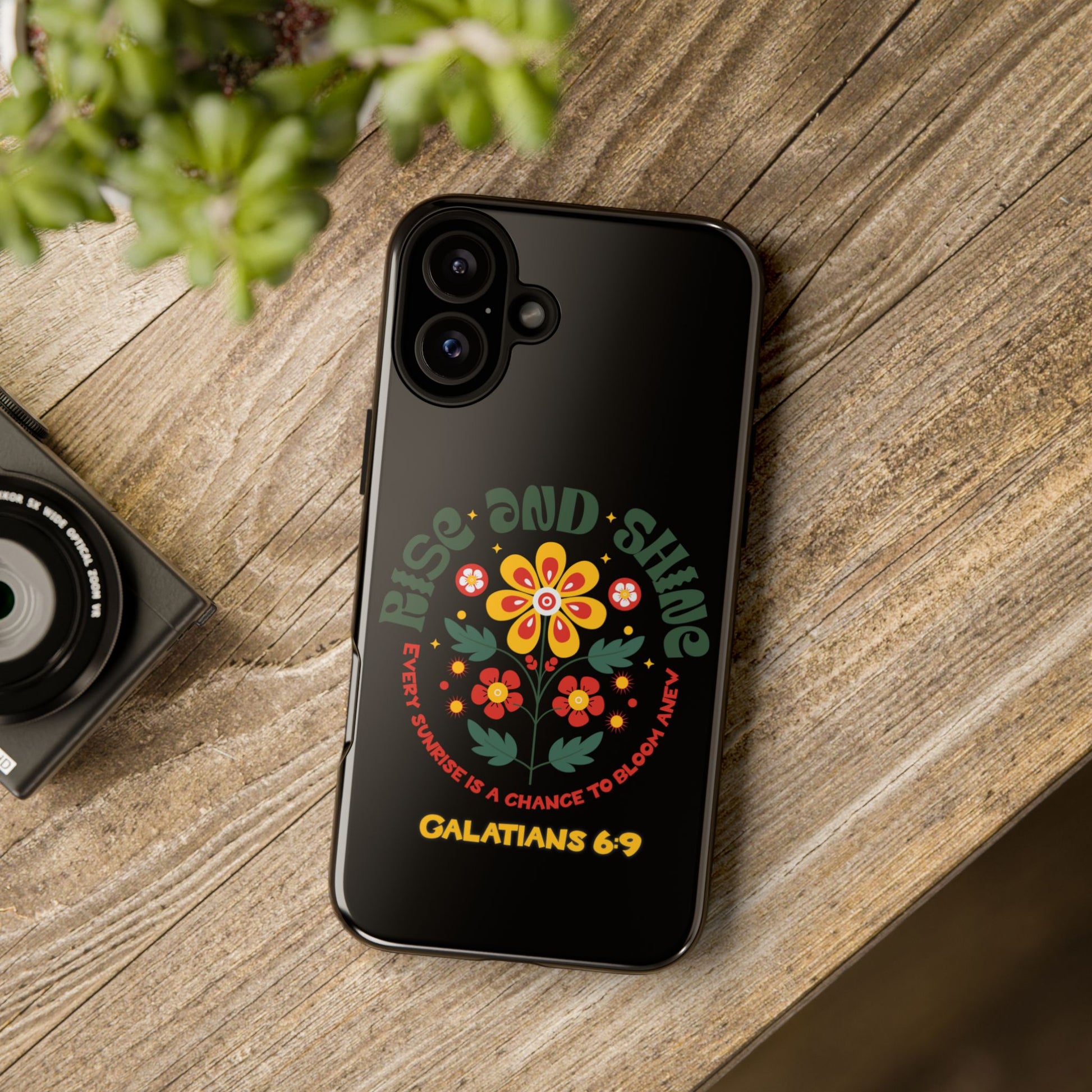 Floral "Rise and Shine" Galatians 6:9 Phone Case – Motivational Christian Gift