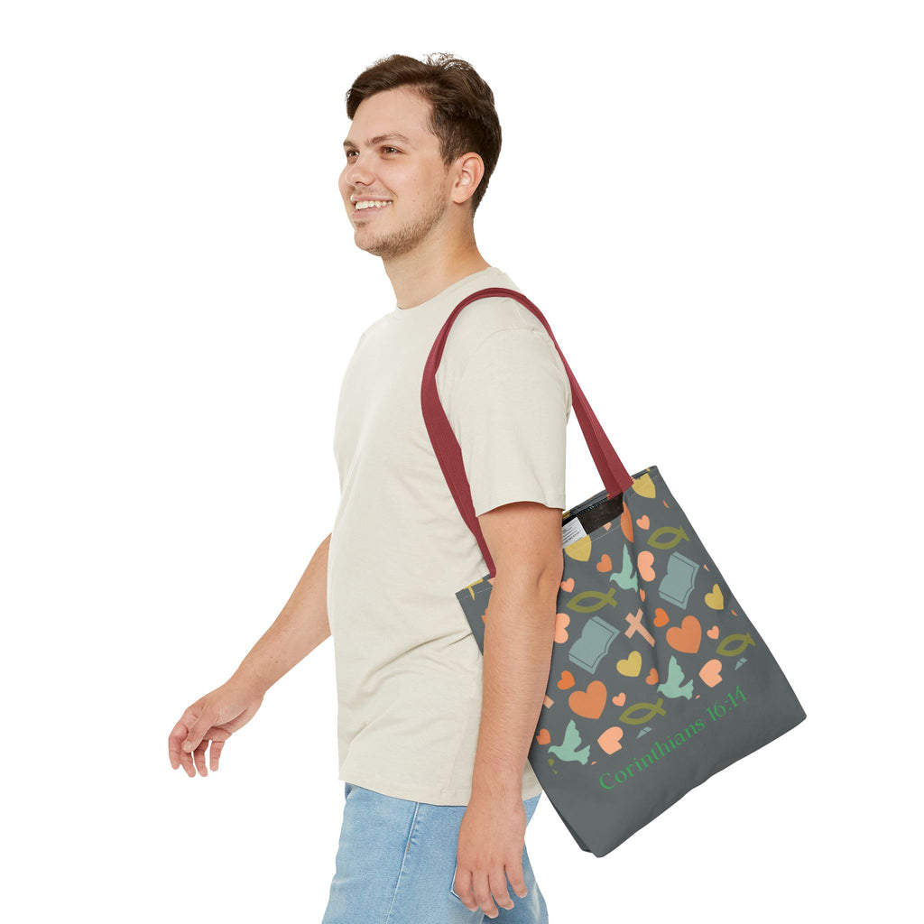 Inspirational Tote Bag - Faith, Love, Hope, Gift for Her, Spiritual Accessories, Bible Verse Tote