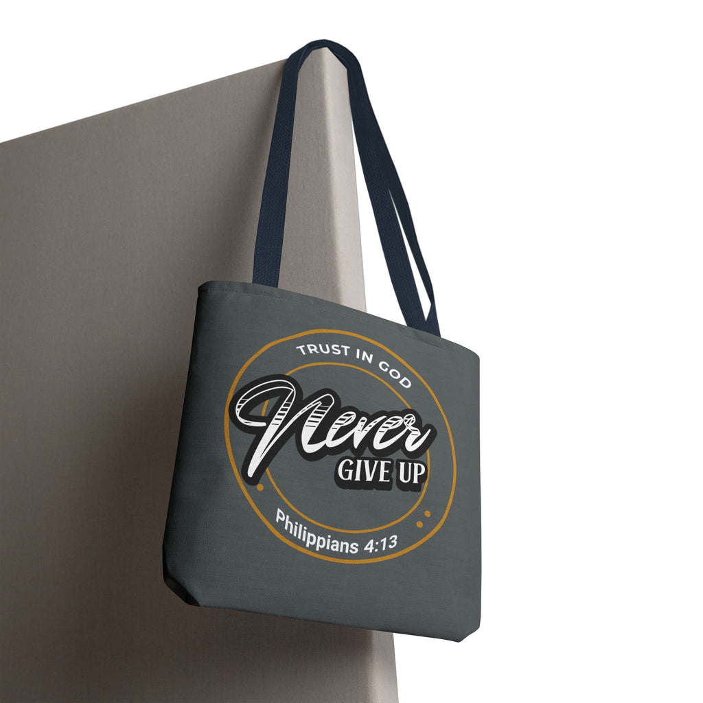 Inspirational Tote Bag, Trust in God, Never Give Up, Bible Verse Bag, Motivational Purse, Christian Gift, Philippians 4:13