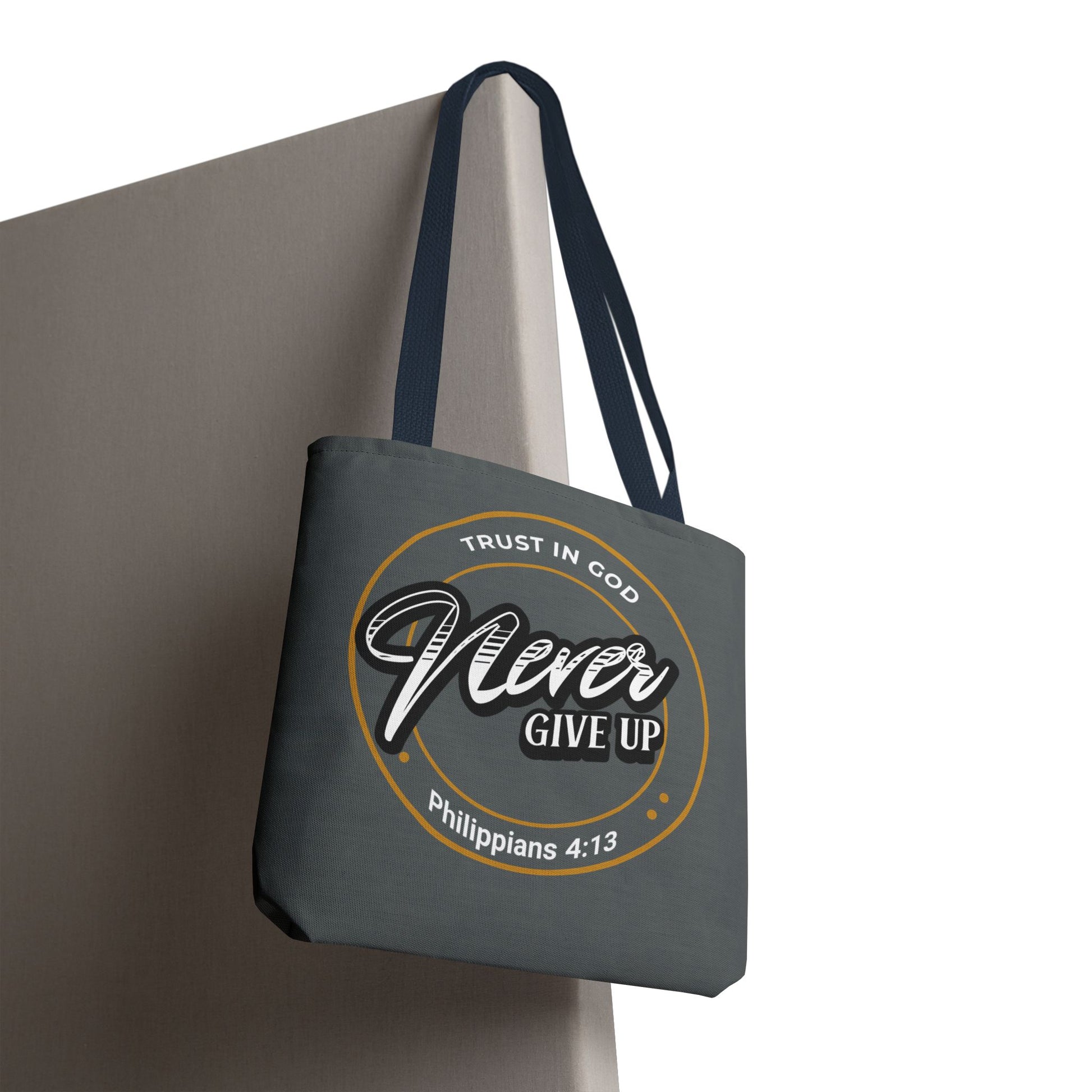 Inspirational Tote Bag, Trust in God, Never Give Up, Bible Verse Bag, Motivational Purse, Christian Gift, Philippians 4:13