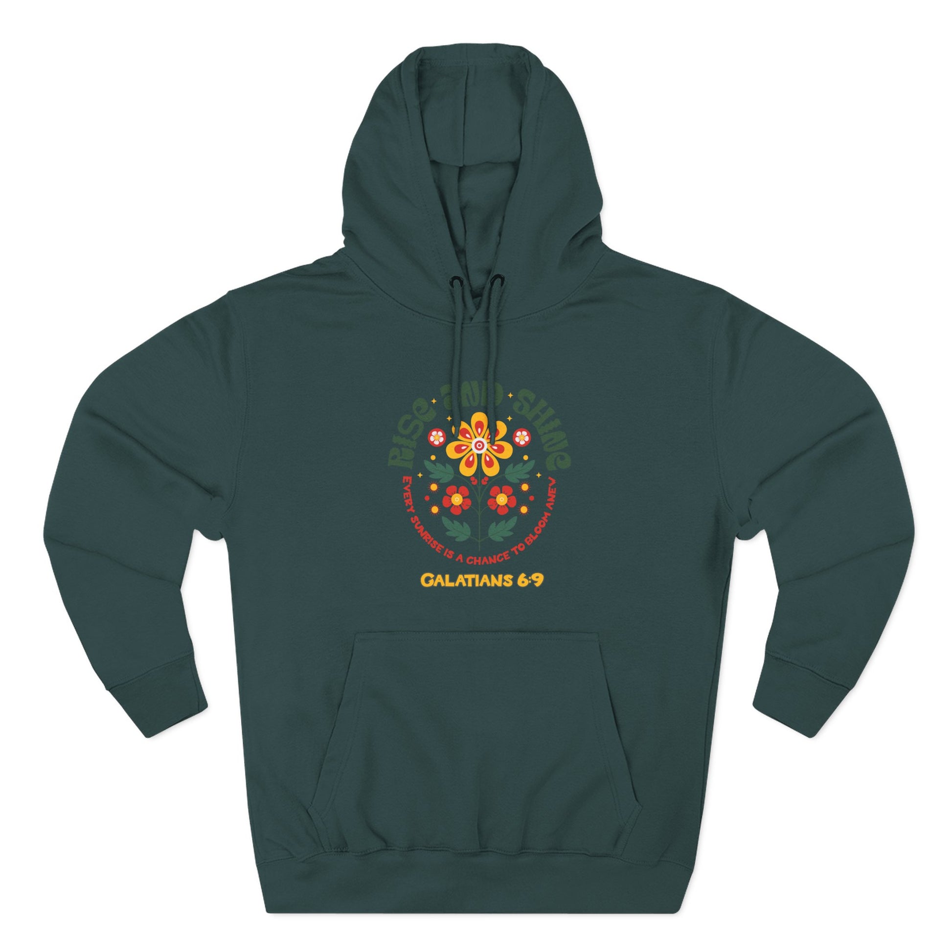 Floral Rise and Shine Hoodie, Cozy Fleece Sweatshirt, Boho Casual Wear, Spring Outfit, Gift for Nature Lovers, Trendy Hooded Sweatshirt