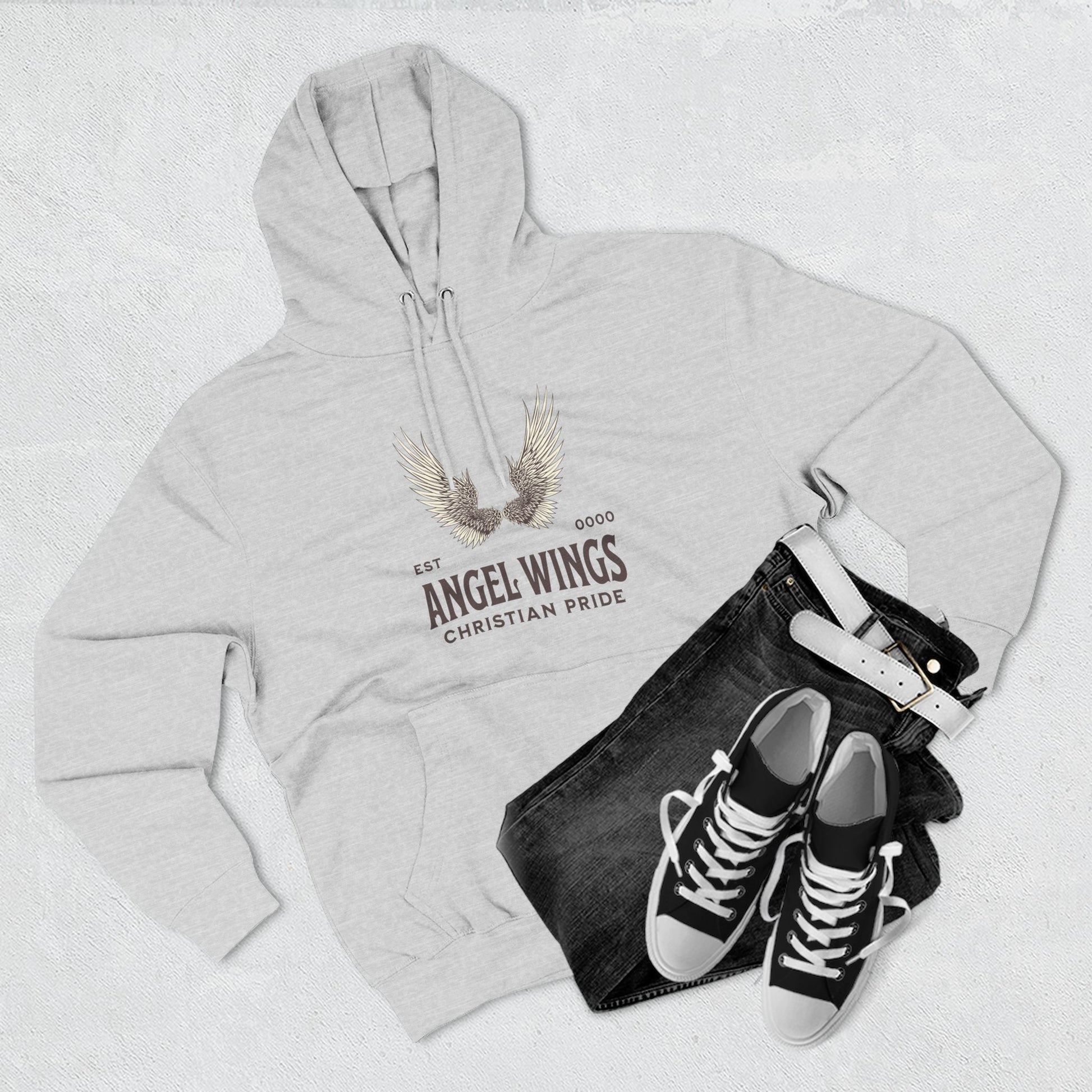 Angel Wings Fleece Hoodie, Christian Pride Apparel, Cozy Religious Gift, Inspirational Sweater, Faith-based Fashion