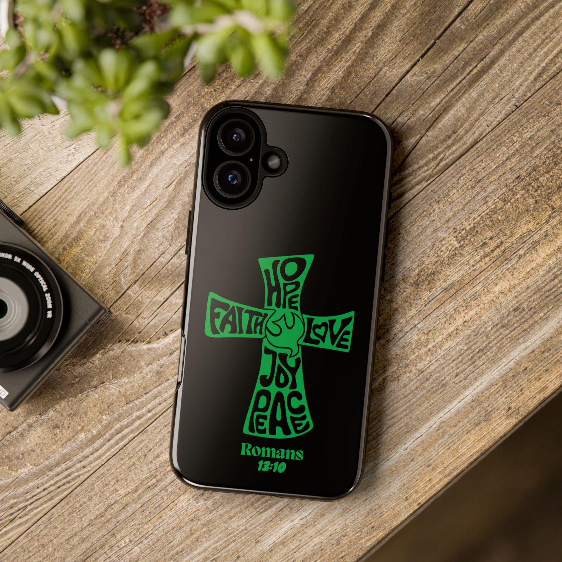 ⭐ Green Cross Design Phone Case – Faith & Renewal