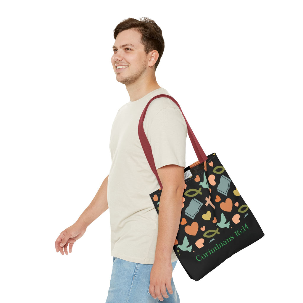 Christian Tote Bag with Inspirational Design, Perfect for Church, Gift for Believers, Faith-based Accessory, Everyday Use, Bible Verse Tote