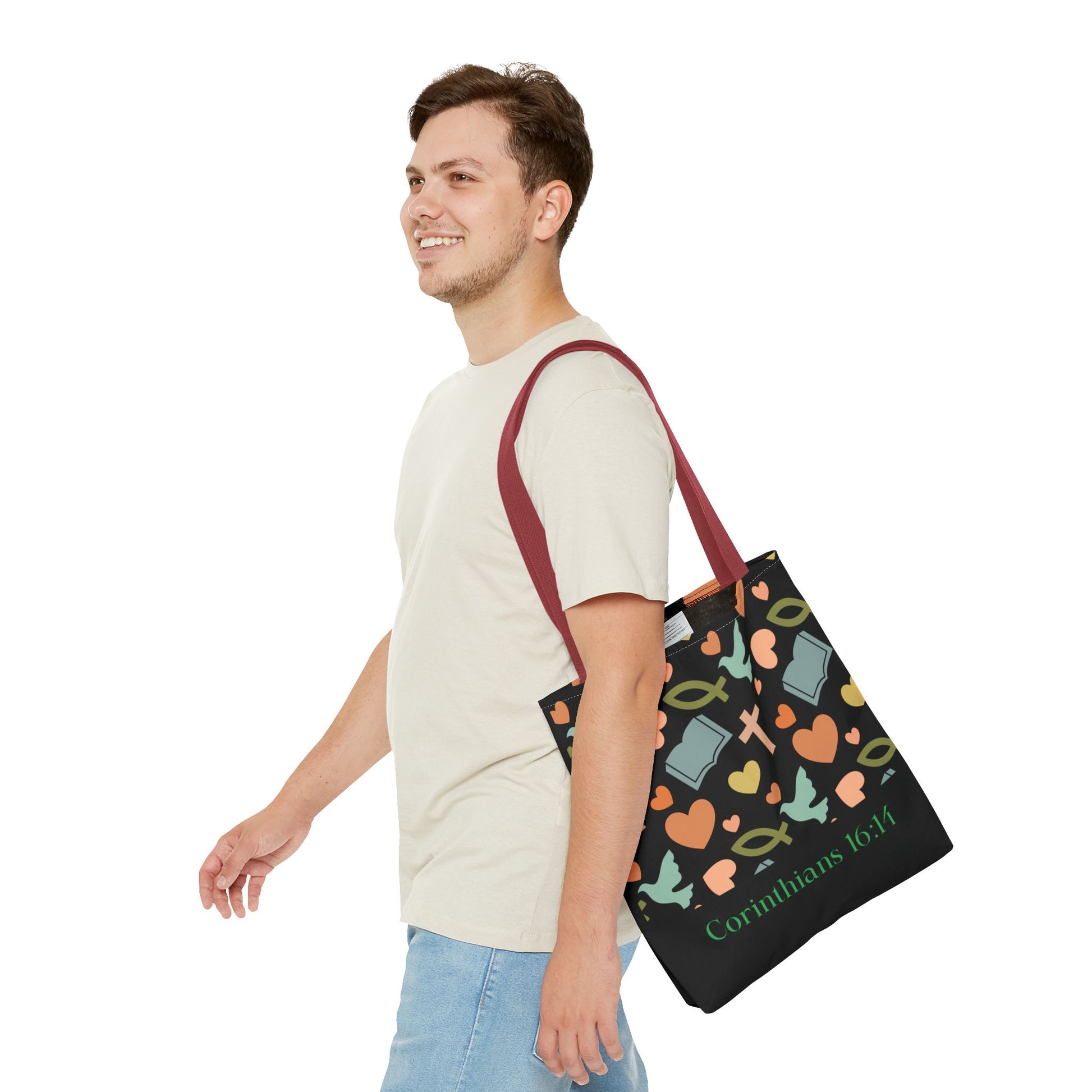 Christian Tote Bag with Inspirational Design, Perfect for Church, Gift for Believers, Faith-based Accessory, Everyday Use, Bible Verse Tote