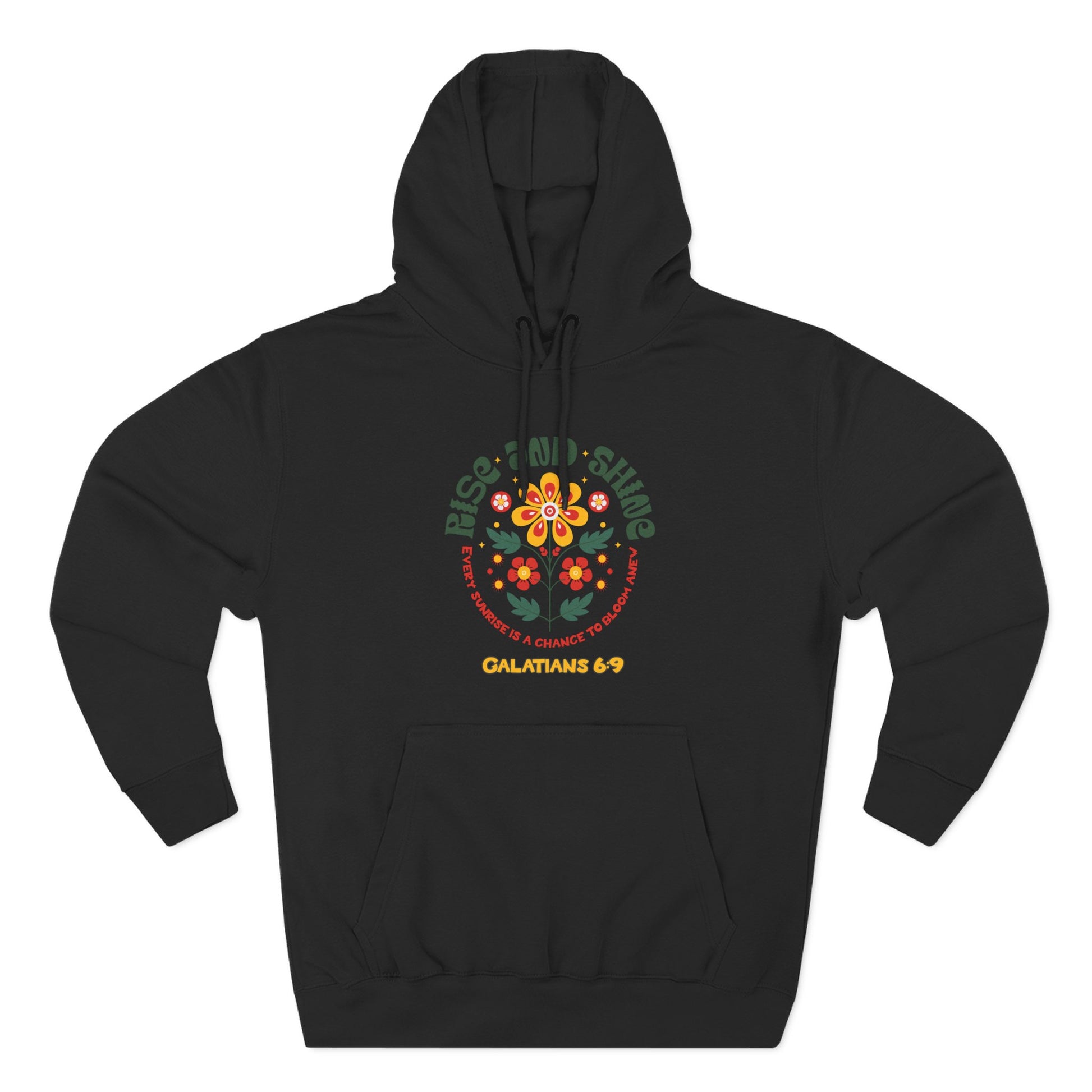Floral Rise and Shine Hoodie, Cozy Fleece Sweatshirt, Boho Casual Wear, Spring Outfit, Gift for Nature Lovers, Trendy Hooded Sweatshirt