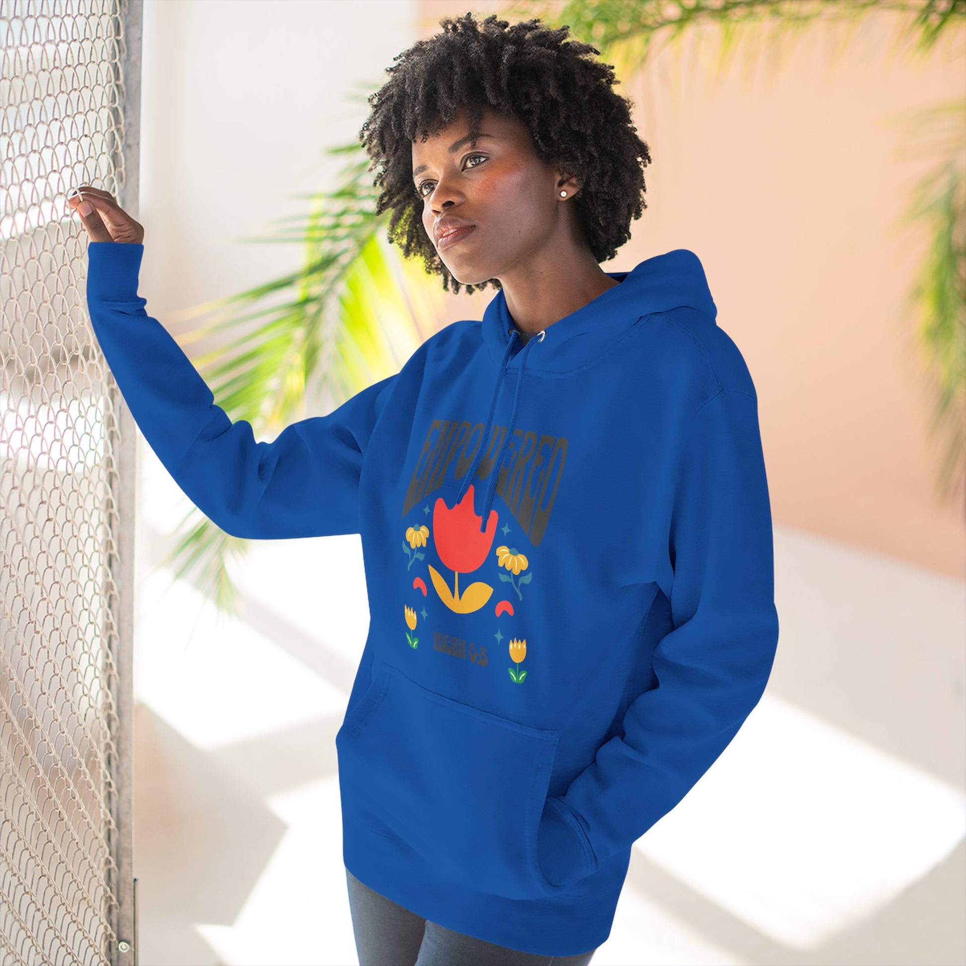 Empowered Flower Graphic Hoodie, Inspirational Fleece Sweatshirt for Women, Cozy Gift for Mother's Day, Self-Care Apparel, Positive Vibes