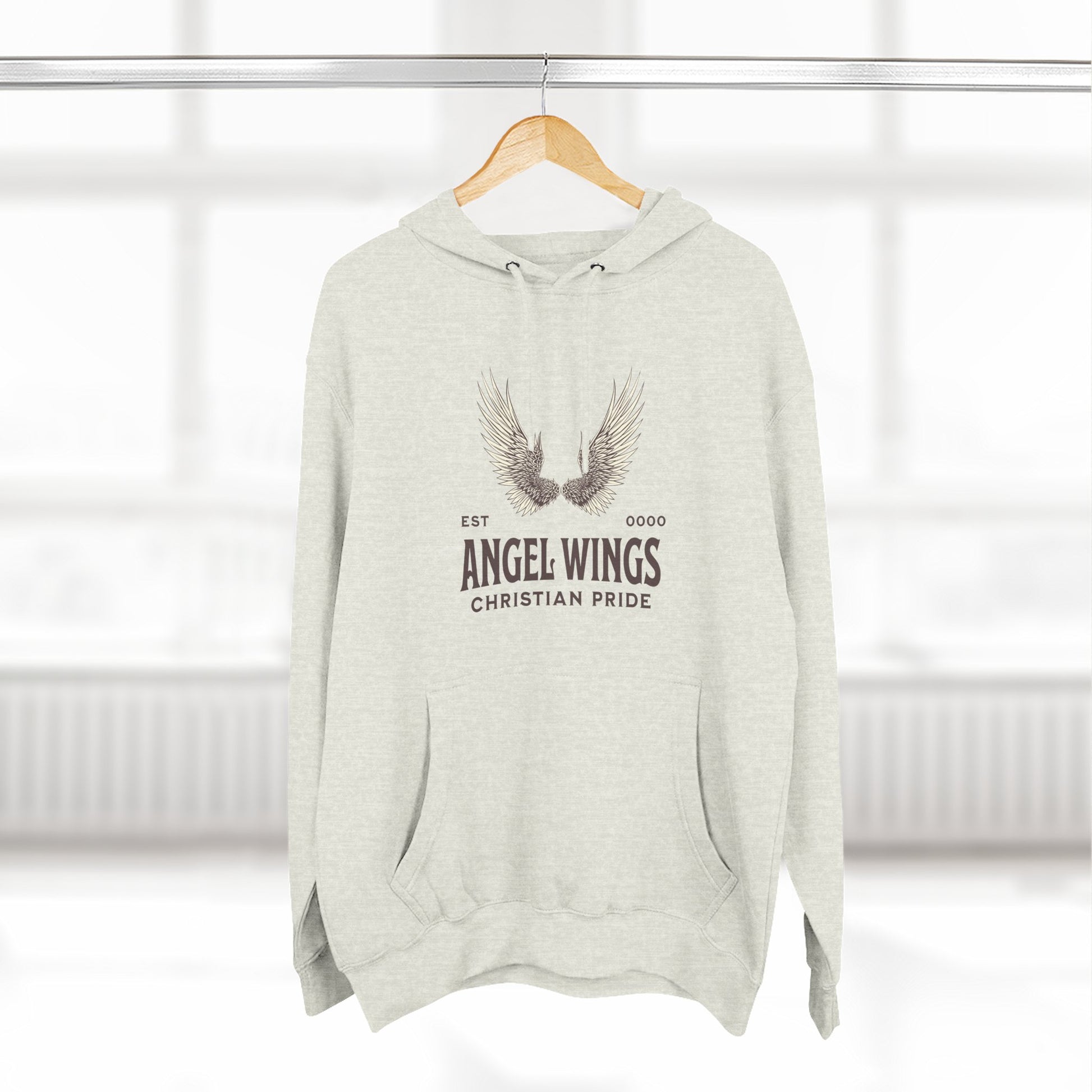 Angel Wings Fleece Hoodie, Christian Pride Apparel, Cozy Religious Gift, Inspirational Sweater, Faith-based Fashion