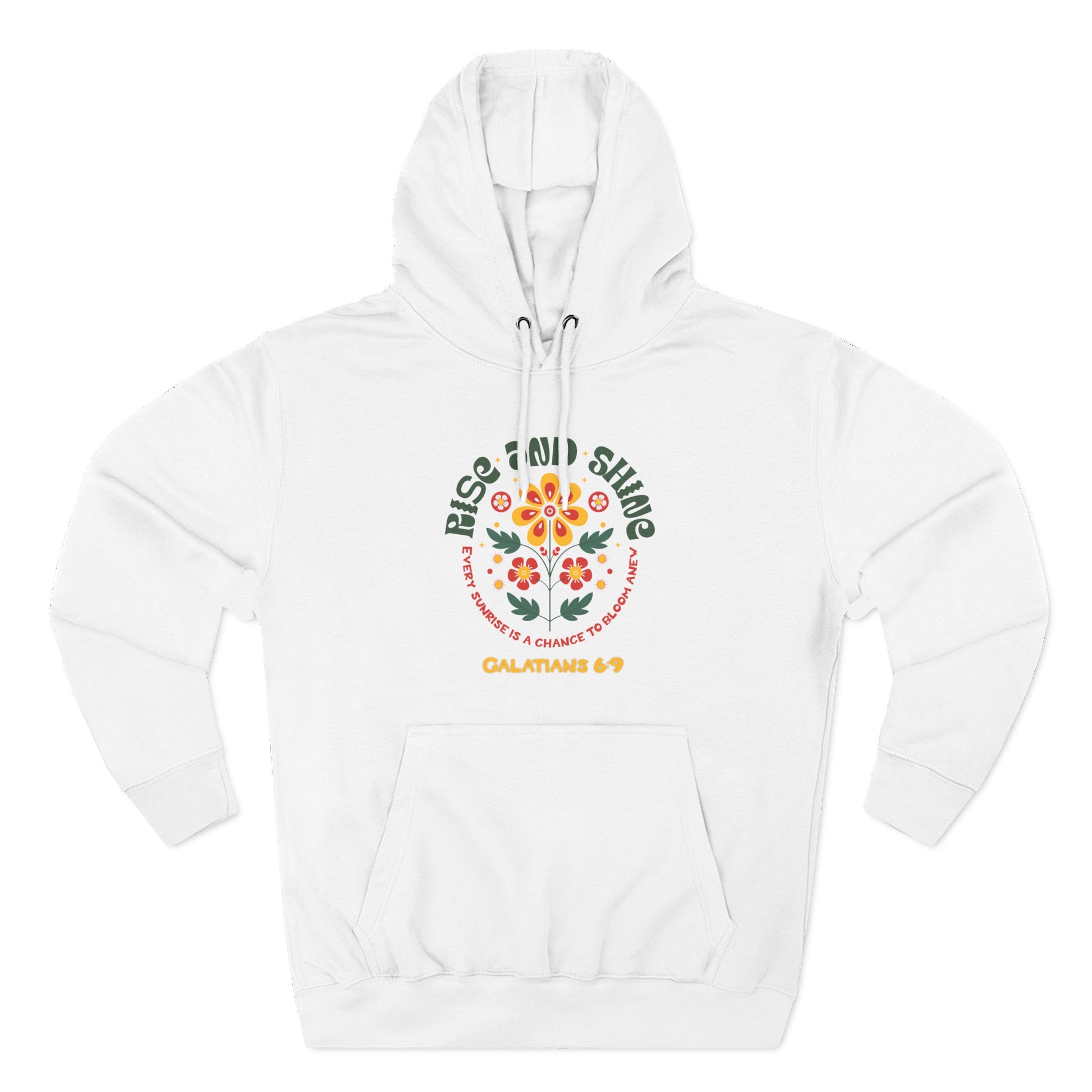 Floral Rise and Shine Hoodie, Cozy Fleece Sweatshirt, Boho Casual Wear, Spring Outfit, Gift for Nature Lovers, Trendy Hooded Sweatshirt