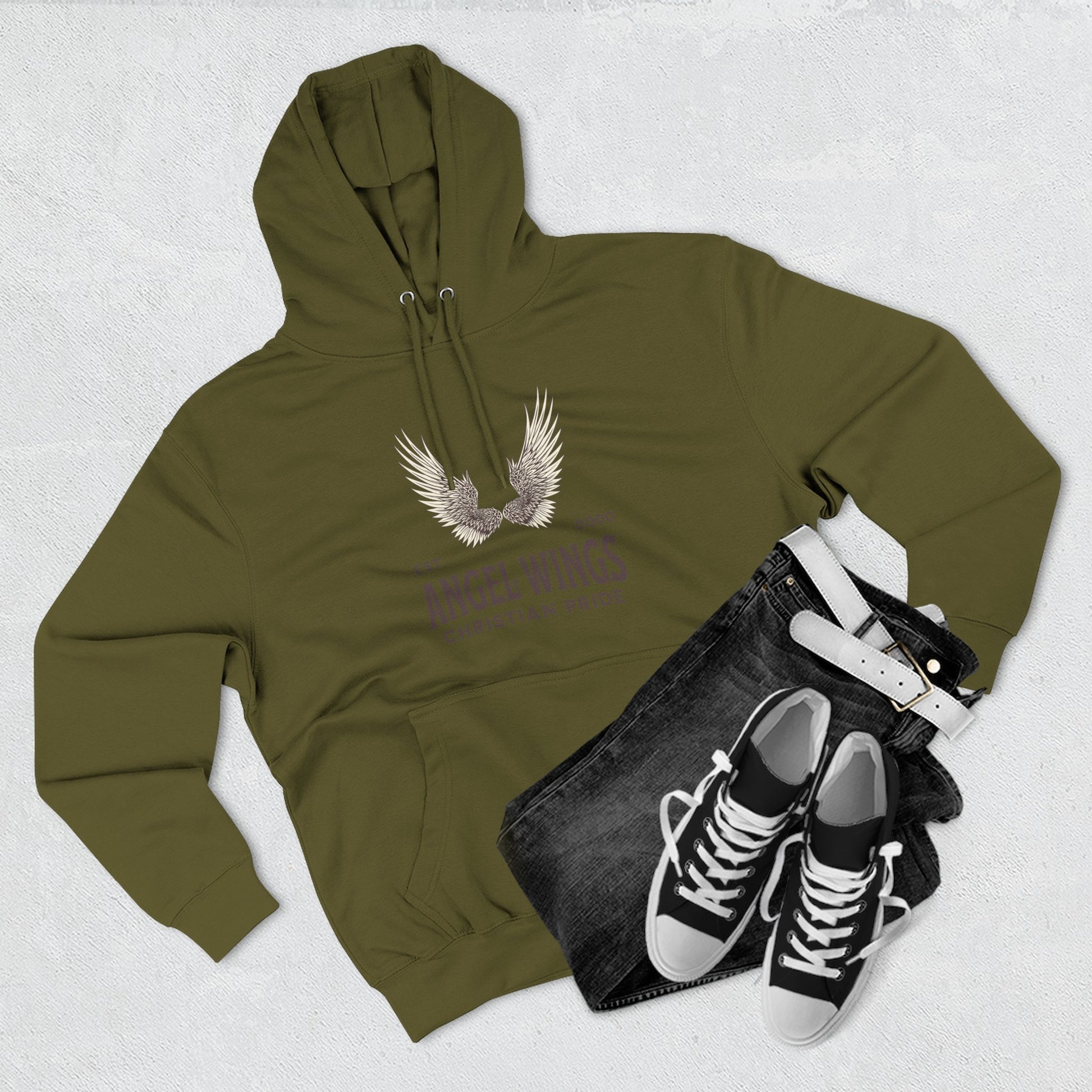 Angel Wings Fleece Hoodie, Christian Pride Apparel, Cozy Religious Gift, Inspirational Sweater, Faith-based Fashion