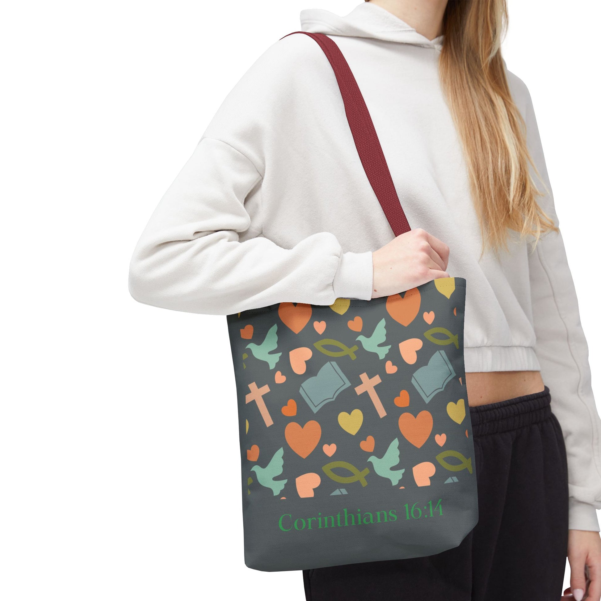 Inspirational Tote Bag - Faith, Love, Hope, Gift for Her, Spiritual Accessories, Bible Verse Tote