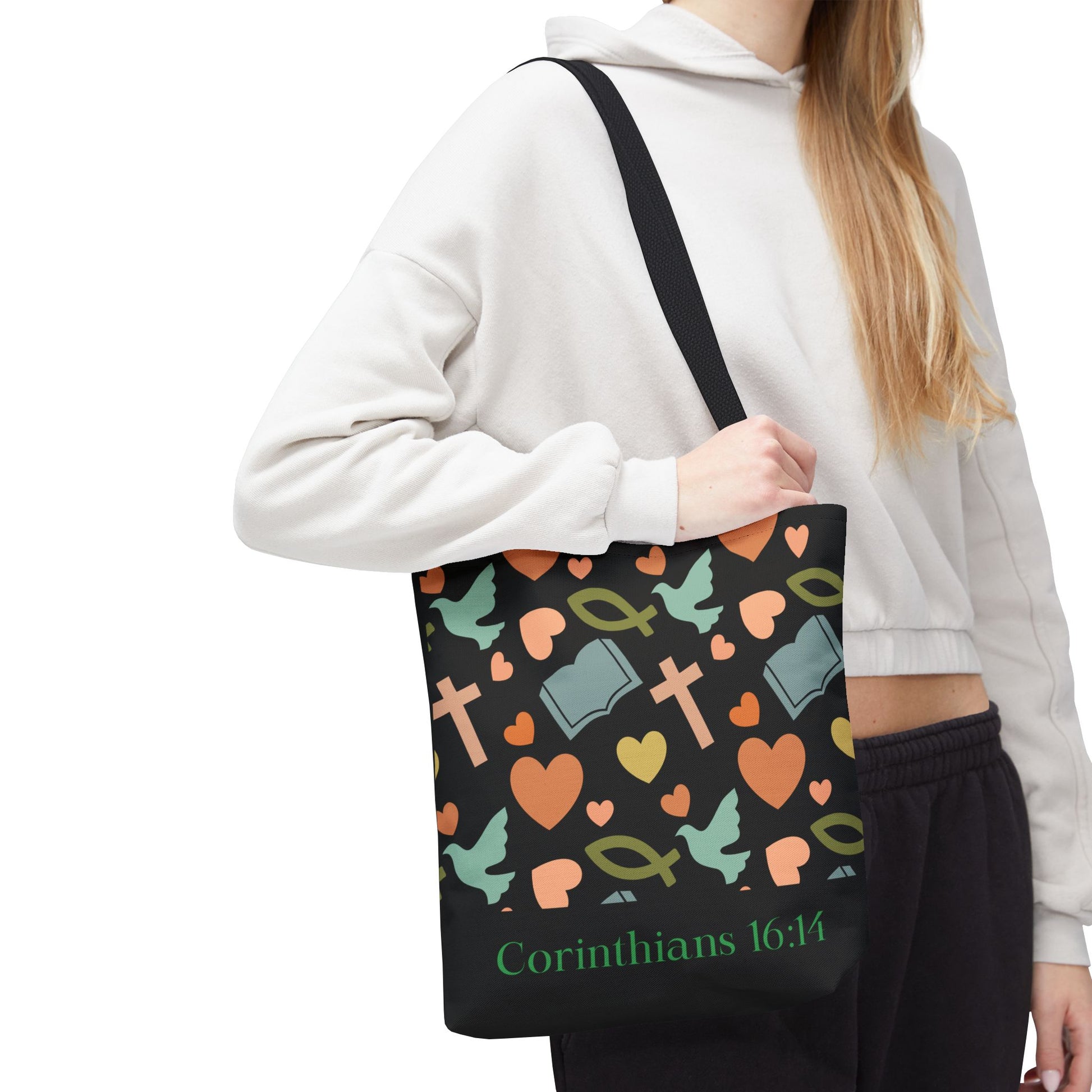 Christian Tote Bag with Inspirational Design, Perfect for Church, Gift for Believers, Faith-based Accessory, Everyday Use, Bible Verse Tote