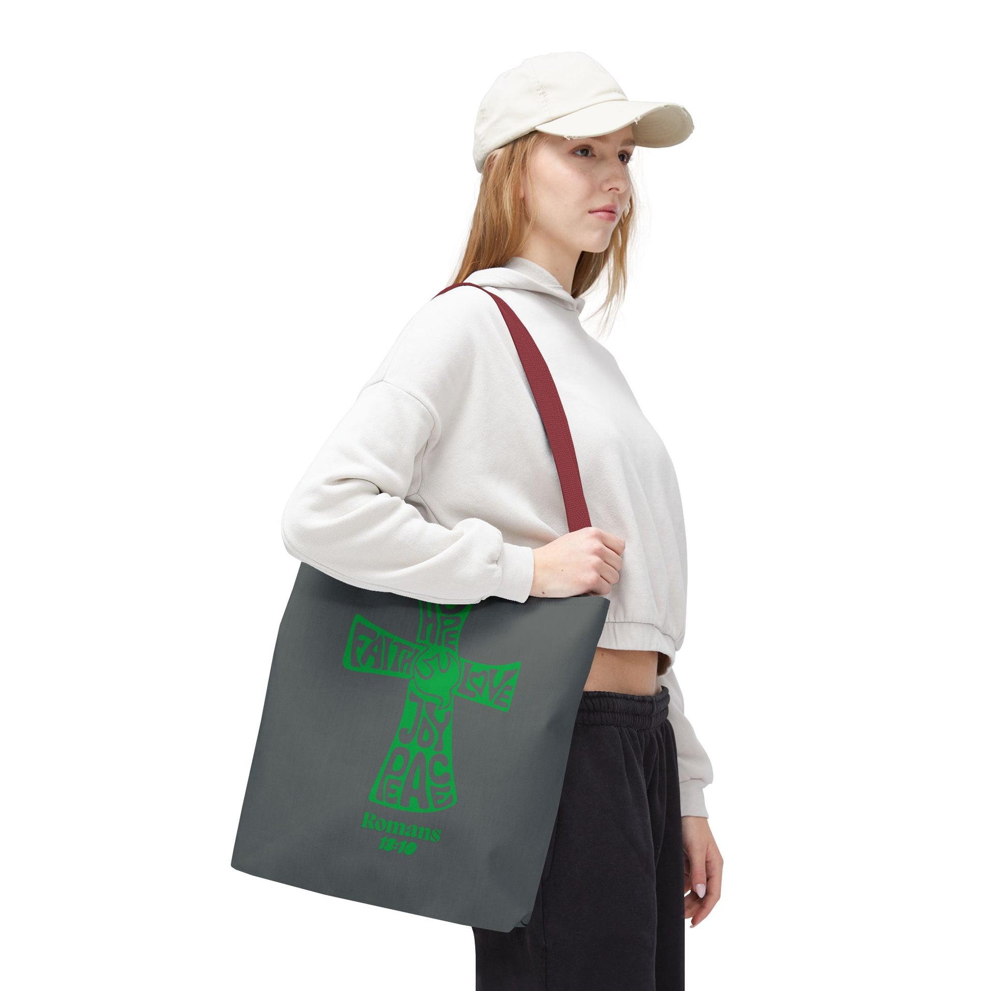 Faith-Inspired Tote Bag, Motivational Cross Design, Spiritual Gift, Everyday Use, Eco-Friendly Fashion, Religious Accessories