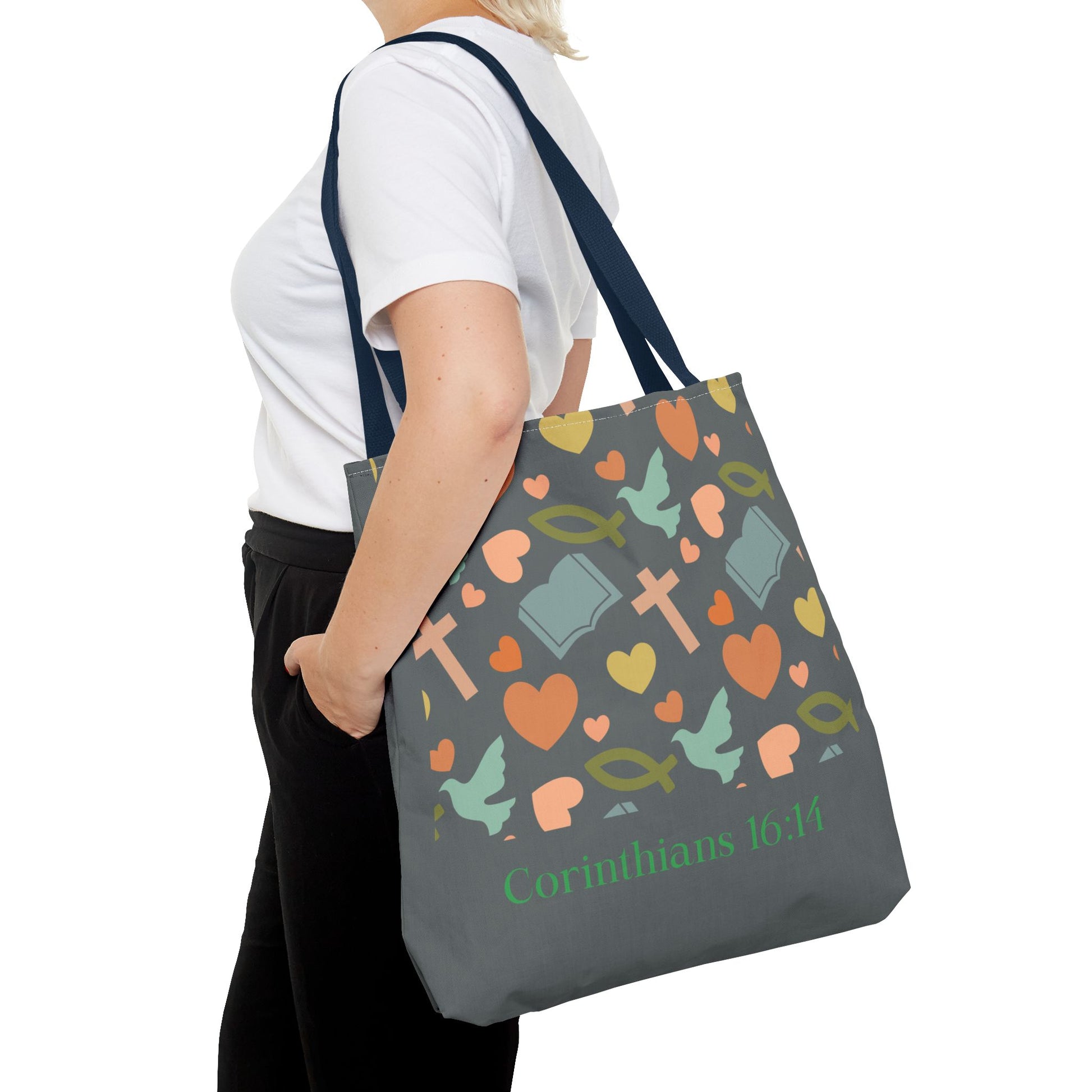 Inspirational Tote Bag - Faith, Love, Hope, Gift for Her, Spiritual Accessories, Bible Verse Tote