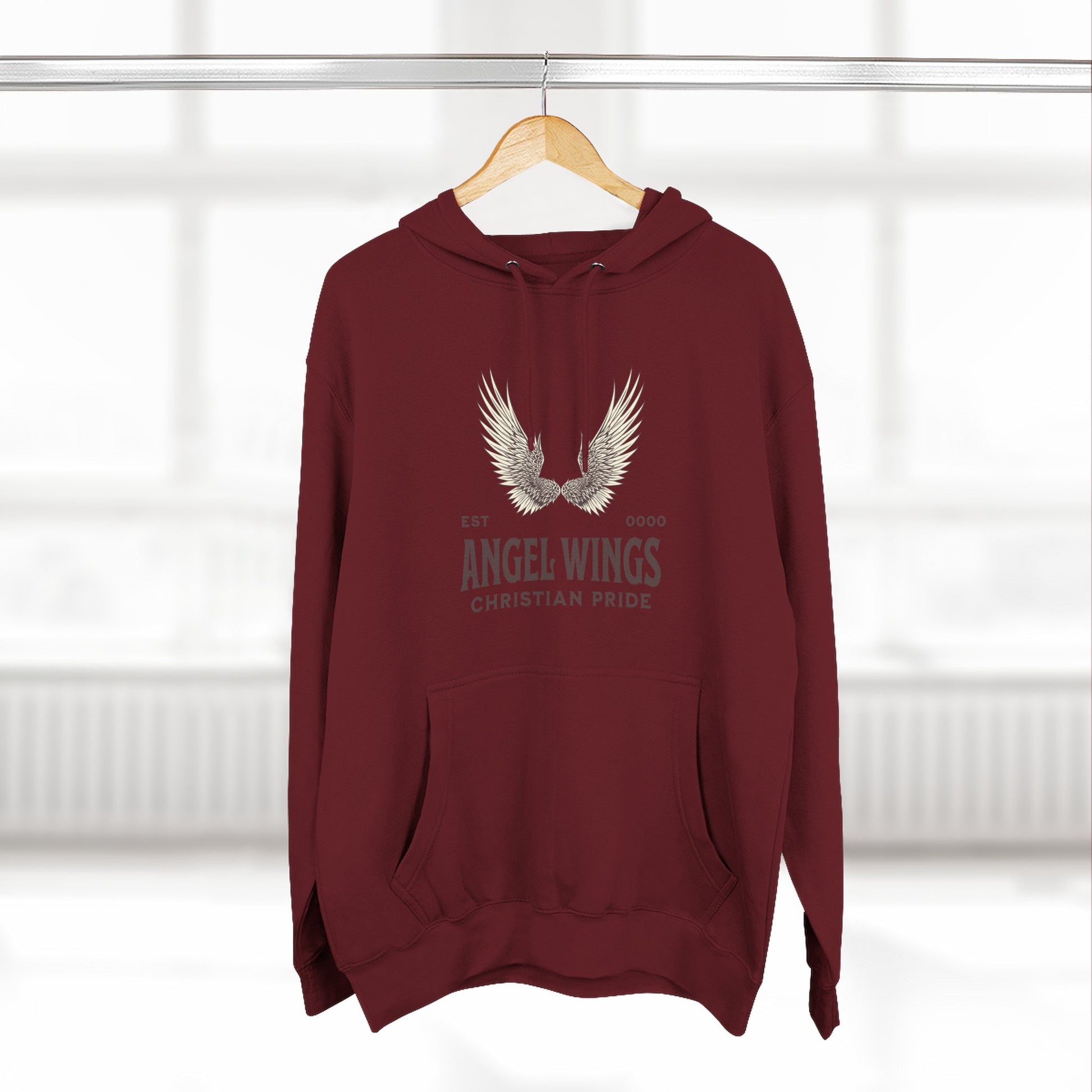 Angel Wings Fleece Hoodie, Christian Pride Apparel, Cozy Religious Gift, Inspirational Sweater, Faith-based Fashion