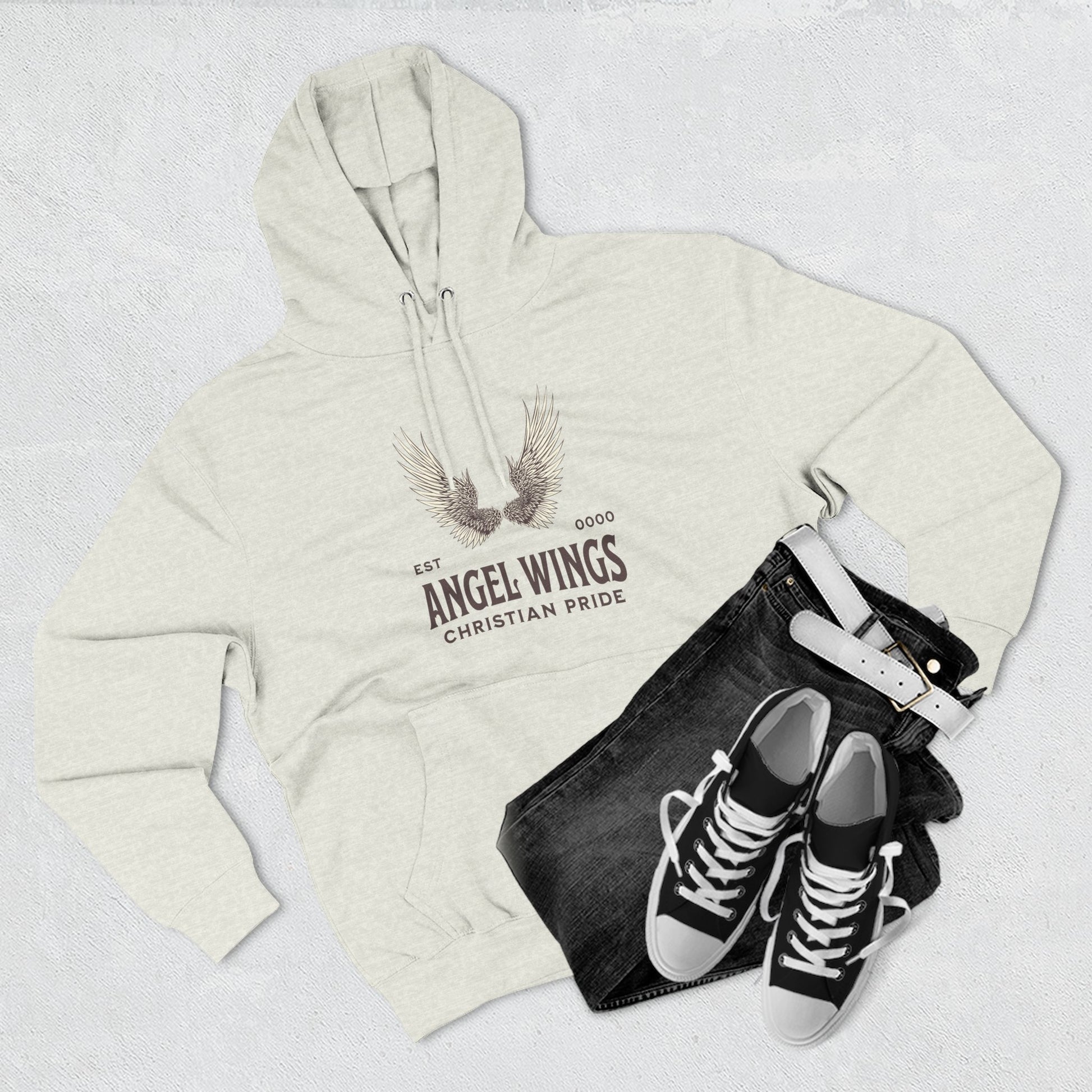 Angel Wings Fleece Hoodie, Christian Pride Apparel, Cozy Religious Gift, Inspirational Sweater, Faith-based Fashion