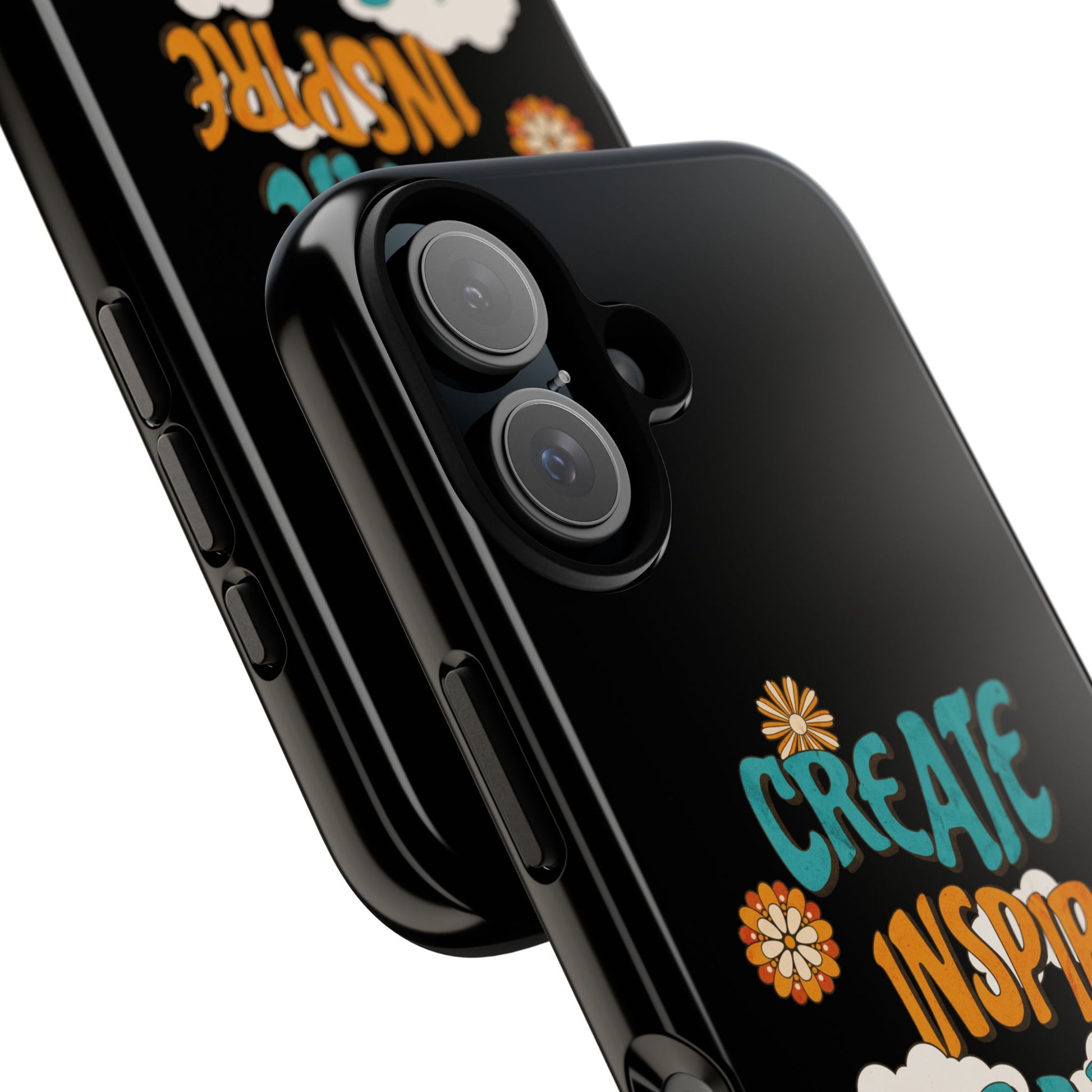 Bold Inspirational Phone Case, Create Inspire Lead Case, Gift for Creatives, Motivational Accessory, Flower Design, Custom Phone Cover