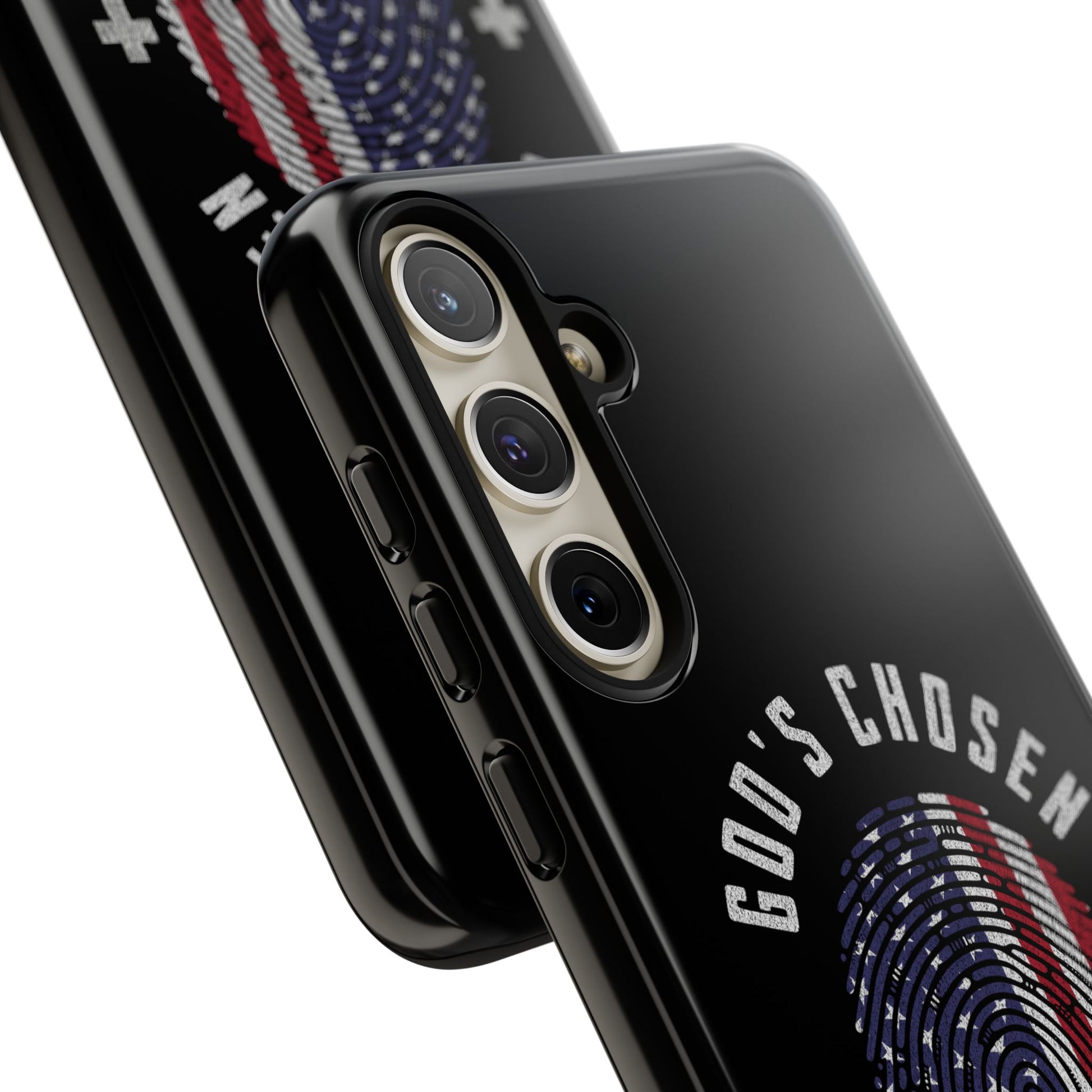 Christian Phone Case, Tough Cases for God’s Chosen, USA Flag Design, Inspirational Gift, Romans 8:28