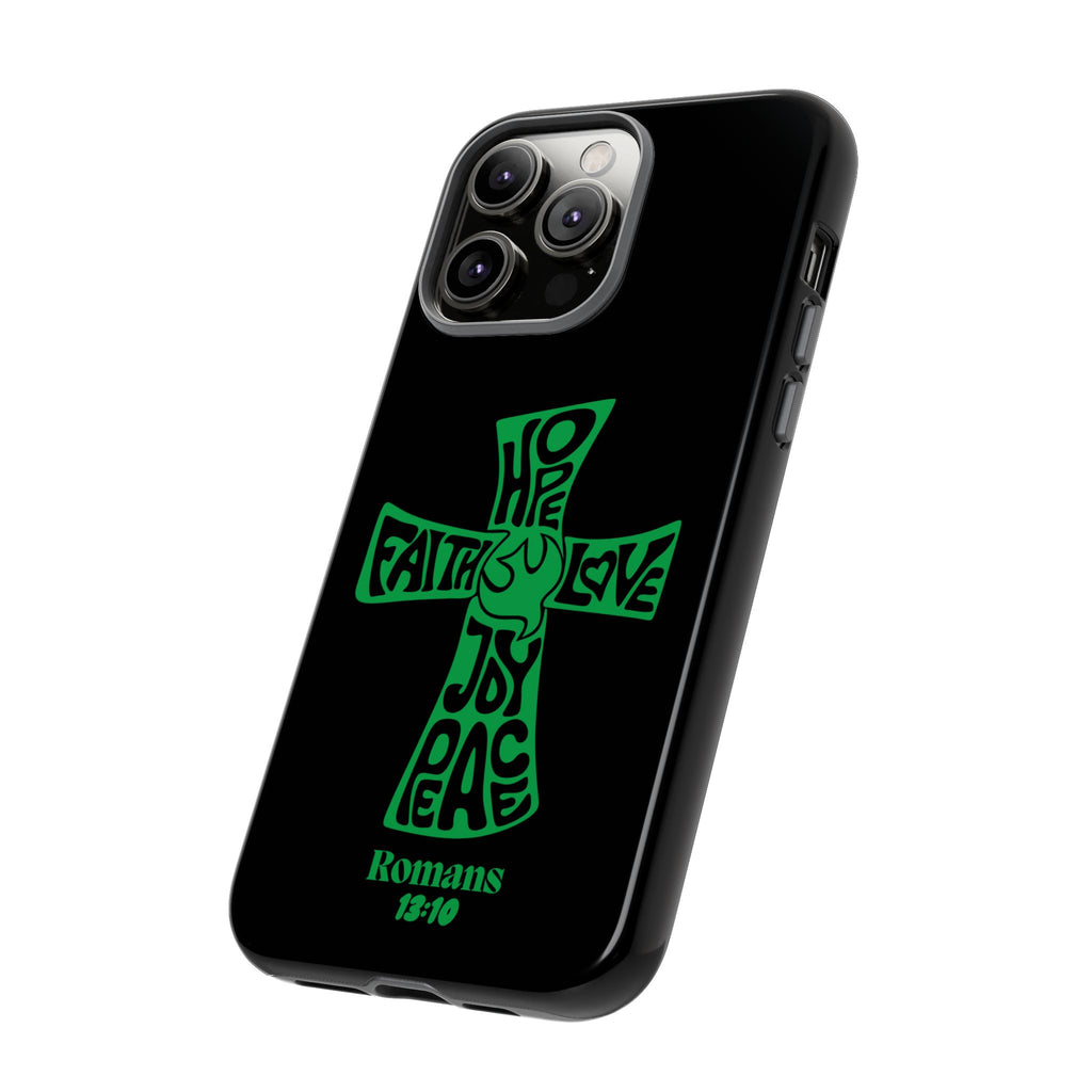 ⭐ Green Cross Design Phone Case – Faith & Renewal