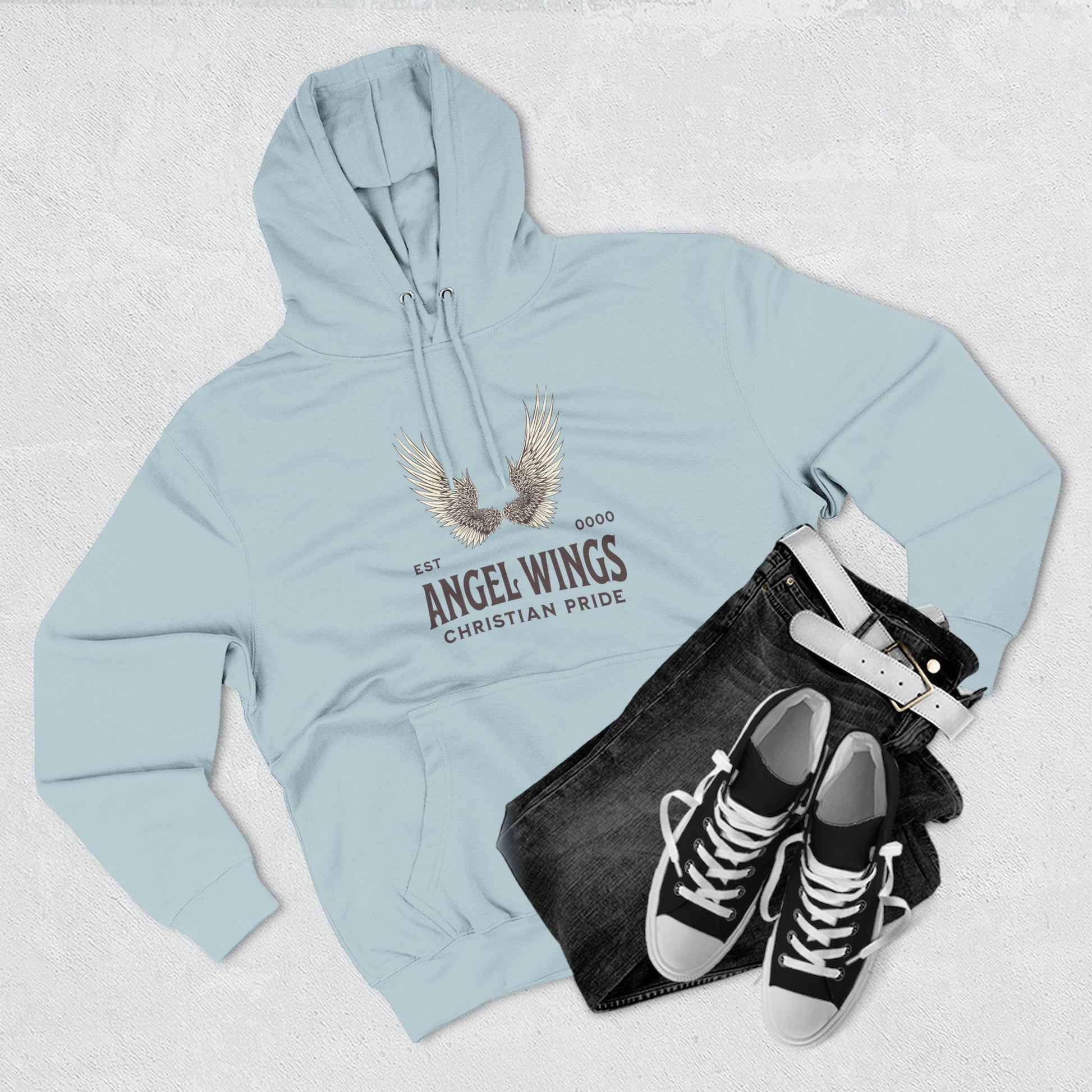 Angel Wings Fleece Hoodie, Christian Pride Apparel, Cozy Religious Gift, Inspirational Sweater, Faith-based Fashion