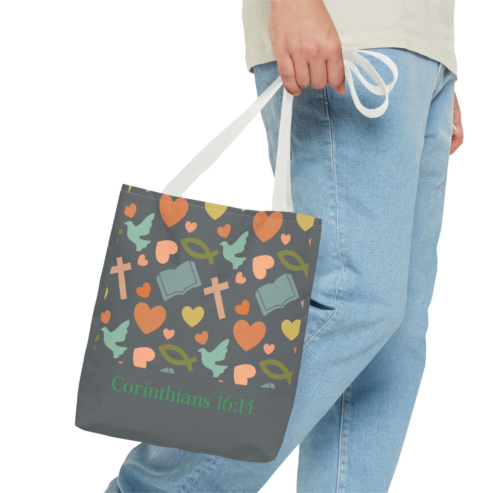 Inspirational Tote Bag - Faith, Love, Hope, Gift for Her, Spiritual Accessories, Bible Verse Tote