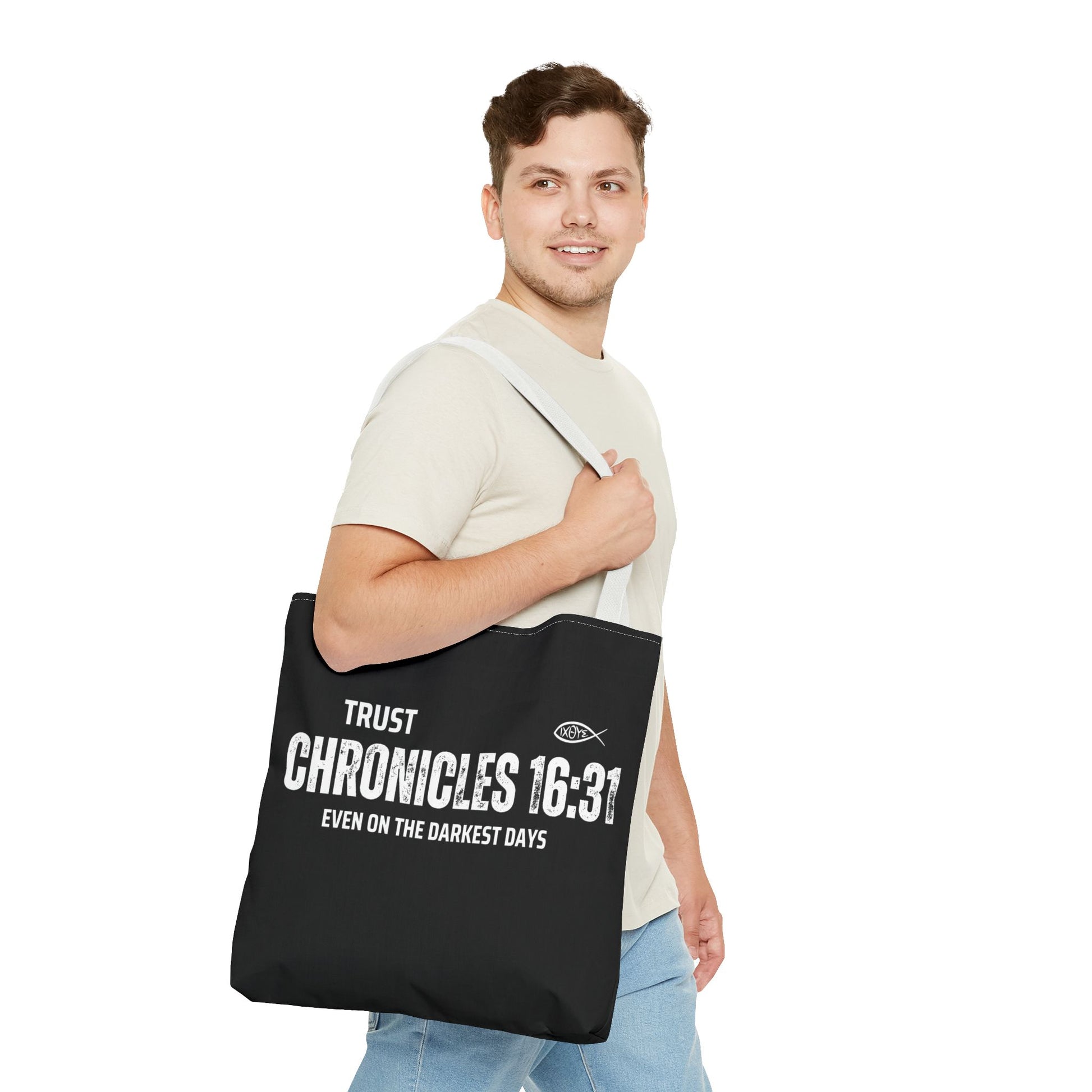 Inspirational Tote Bag - Trust Chronicles 16:31, Faith-themed Gift, Bible Verse Tote, Motivational Shopping Bag, Christian Message Accessory