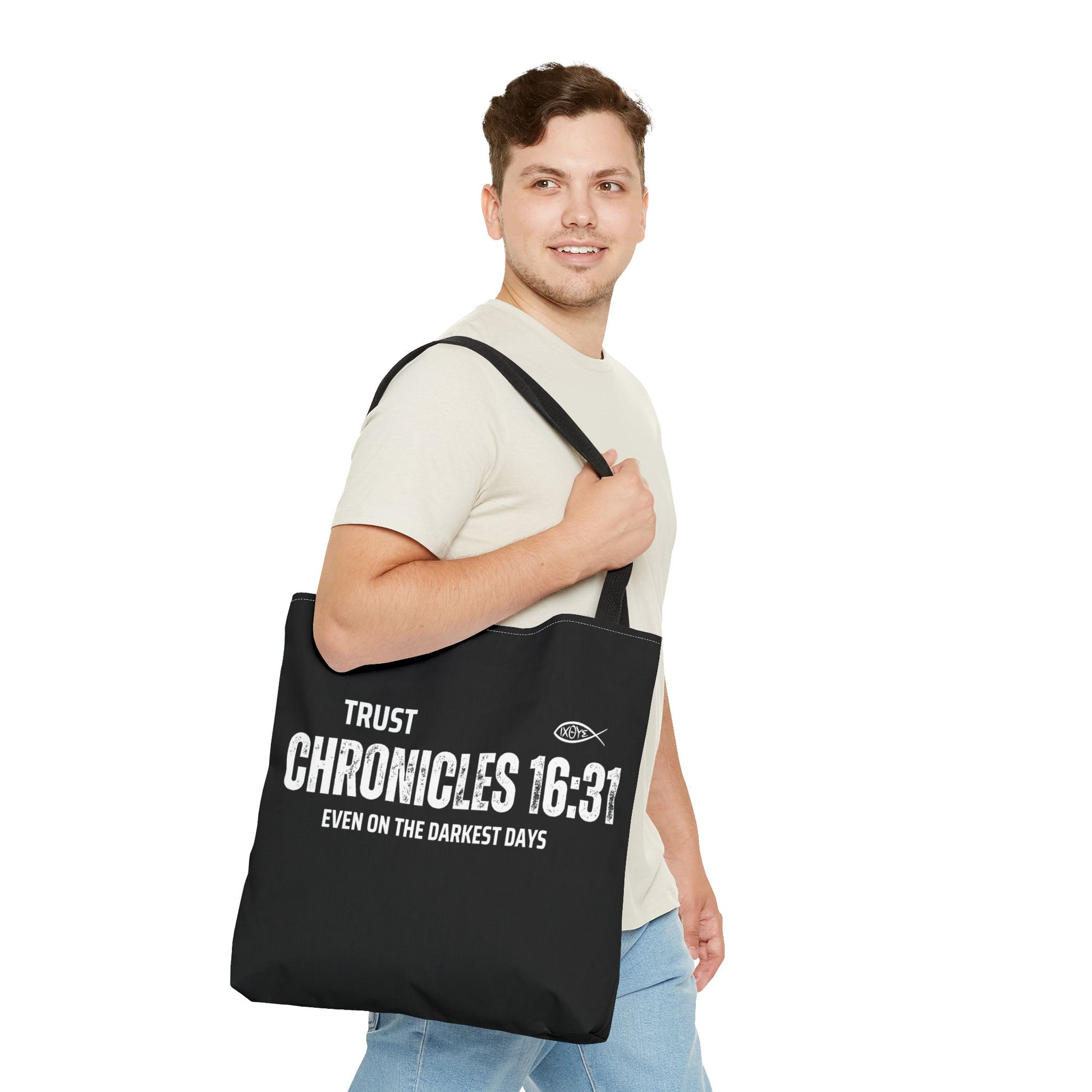 Inspirational Tote Bag - Trust Chronicles 16:31, Faith-themed Gift, Bible Verse Tote, Motivational Shopping Bag, Christian Message Accessory