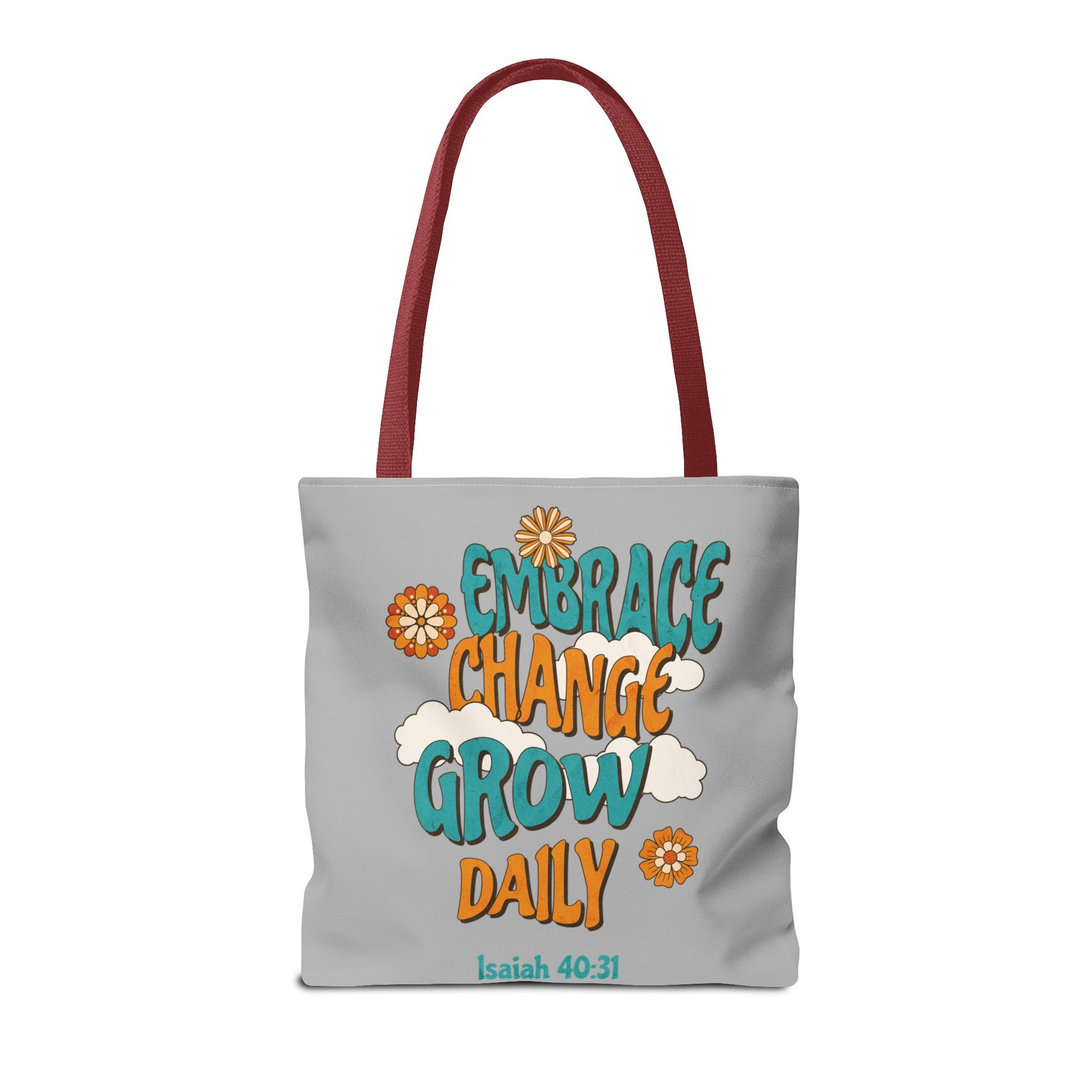Inspirational Tote Bag, Motivational Bag, Embrace Change Gift, Daily Growth Tote, Christian Quotes Accessory